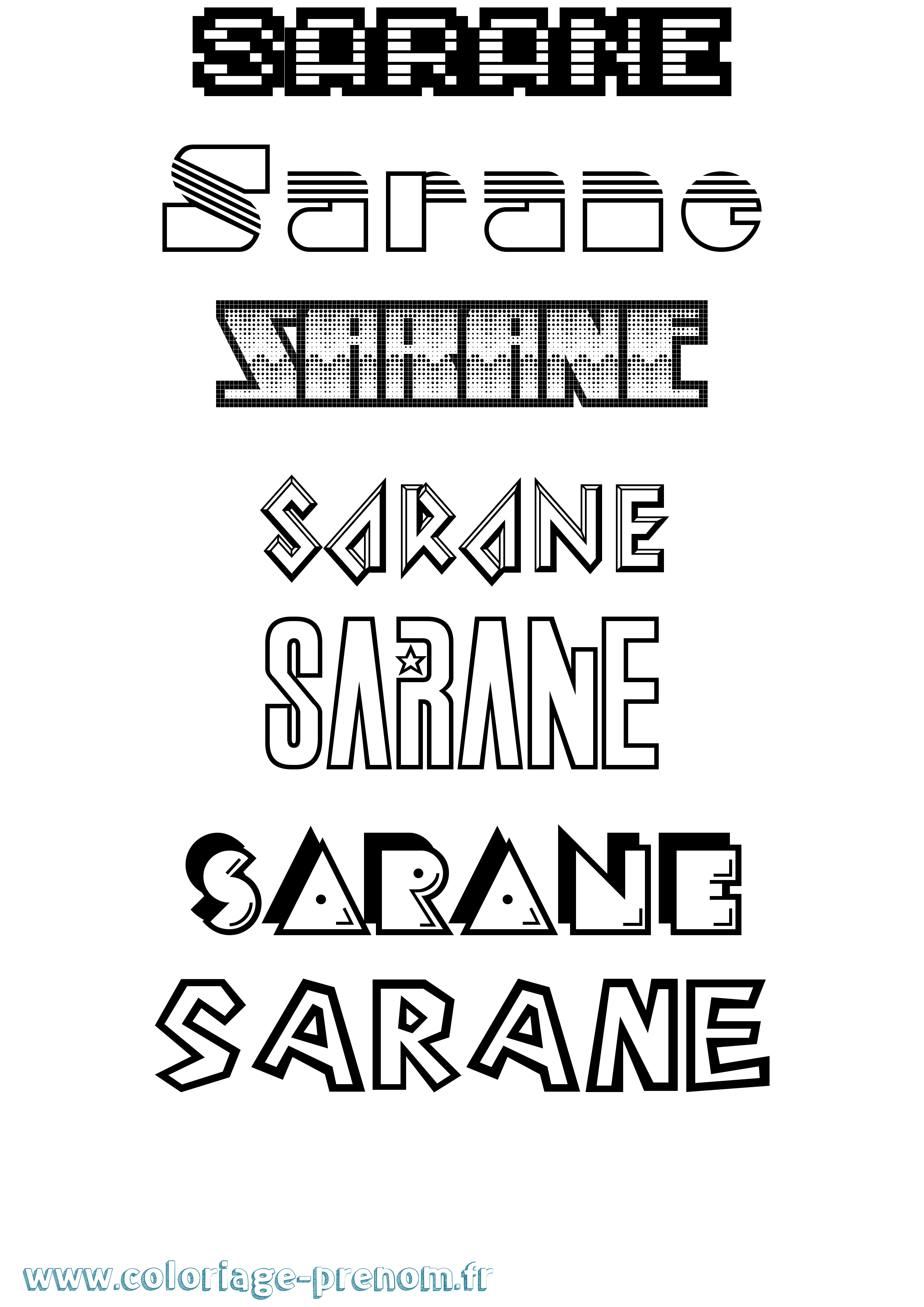 Coloriage Sarane Jeux Vidéos Coloriage prénom Sarane Jeux Vidéos