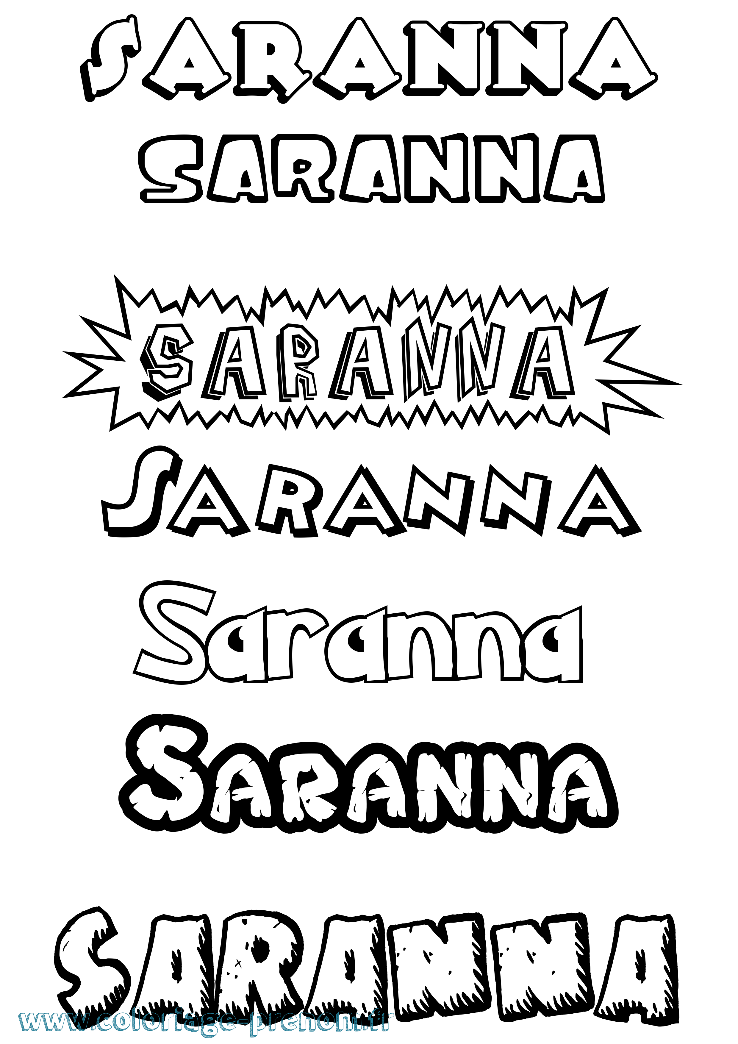Coloriage Saranna Dessin Animé Coloriage prénom Saranna Dessin Animé