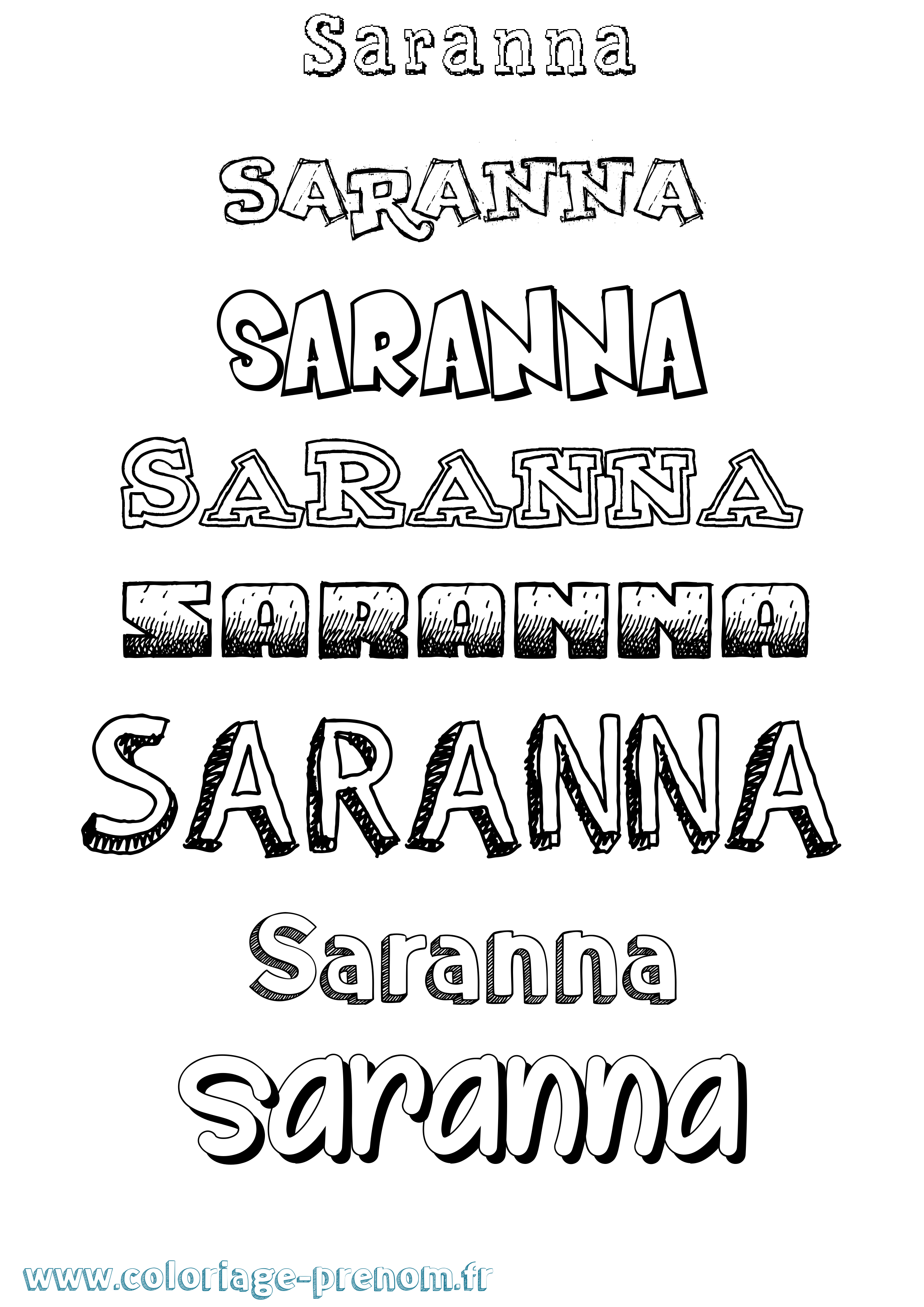 Coloriage Saranna Dessiné Coloriage prénom Saranna Dessiné