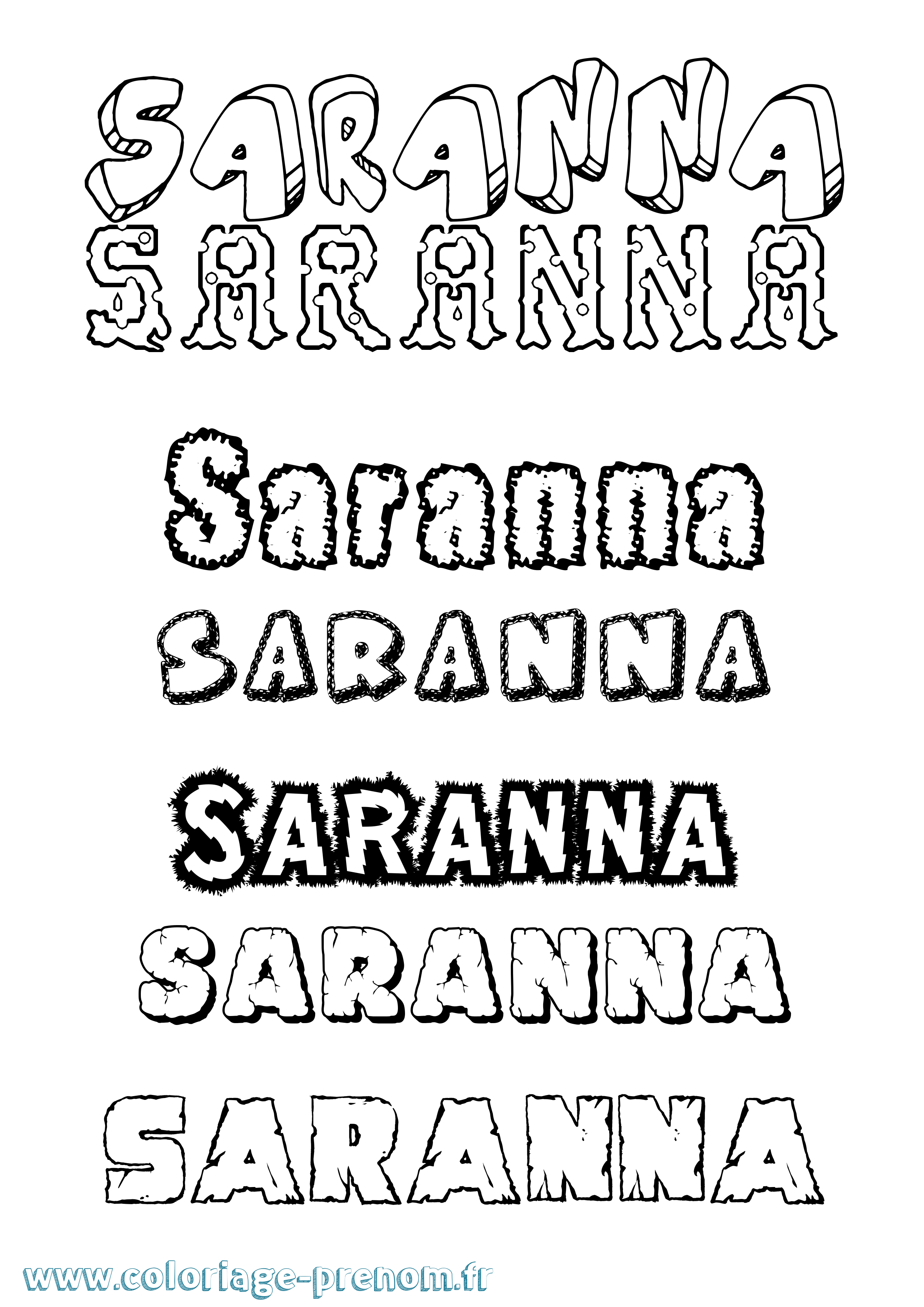 Coloriage Saranna Destructuré Coloriage prénom Saranna Destructuré