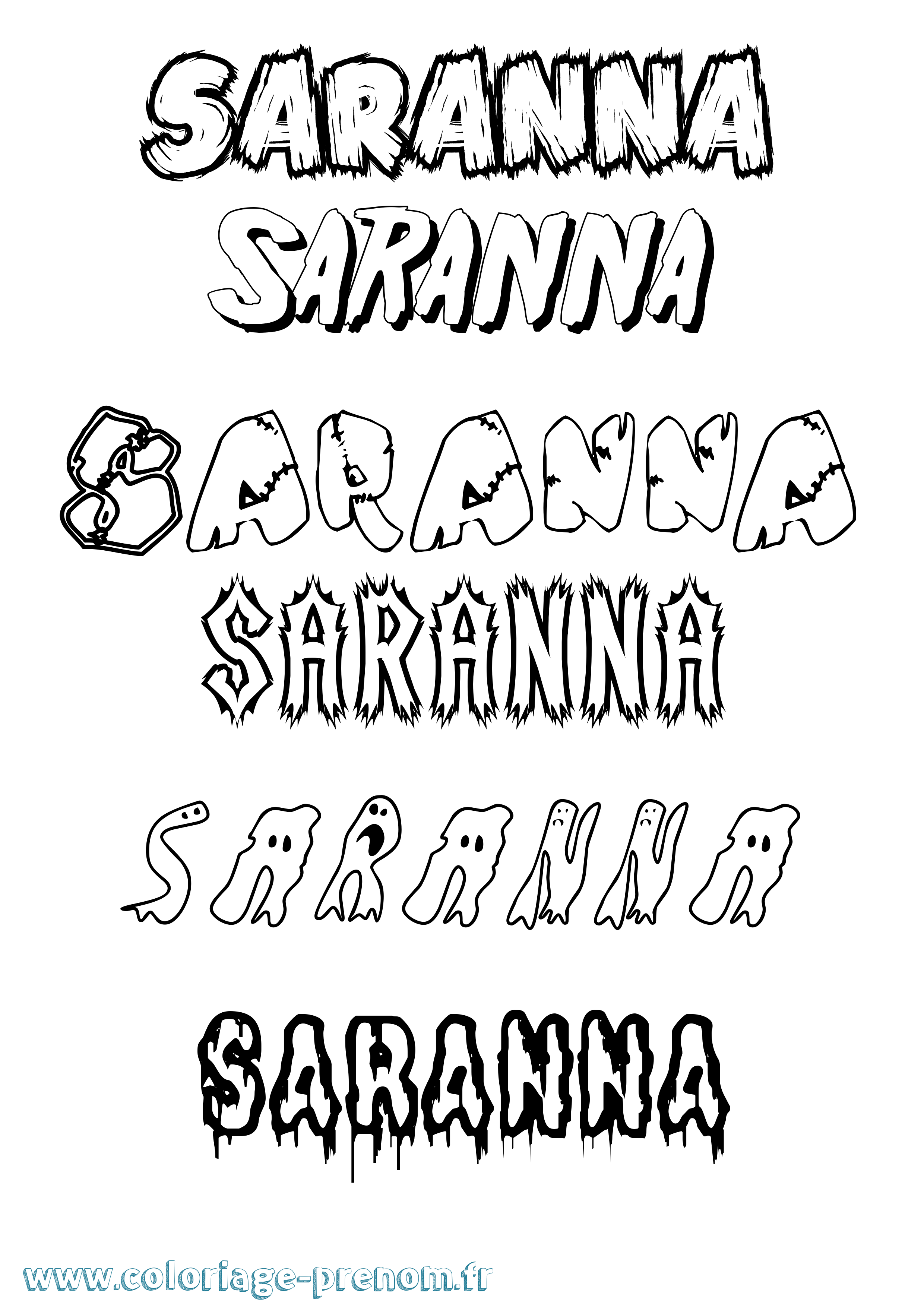 Coloriage Saranna Frisson Coloriage prénom Saranna Frisson