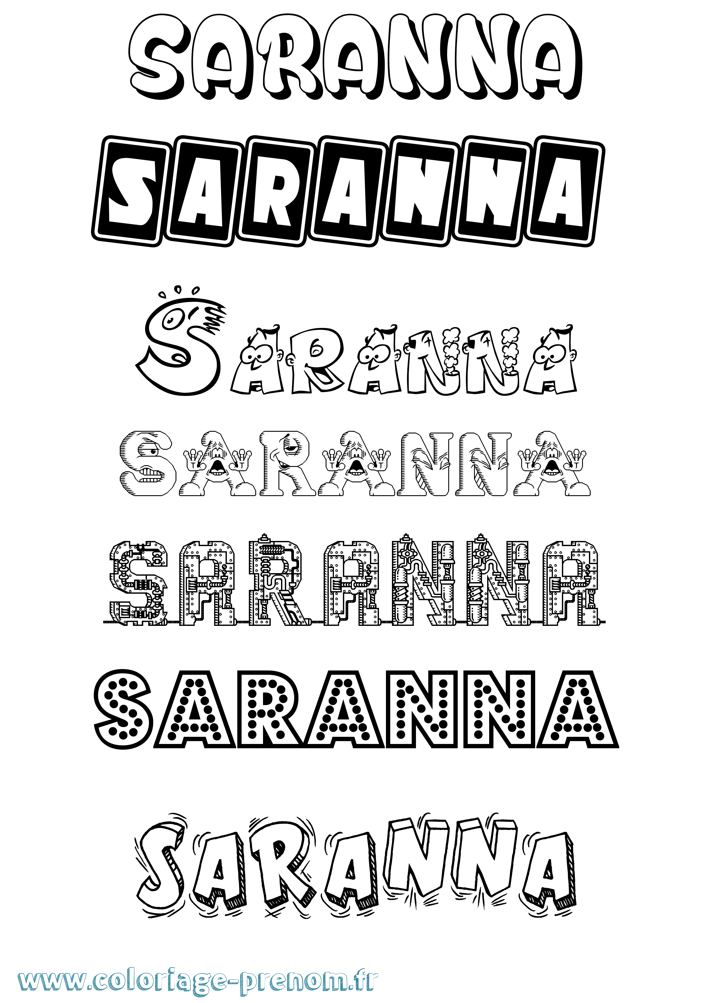 Coloriage Saranna Fun Coloriage prénom Saranna Fun