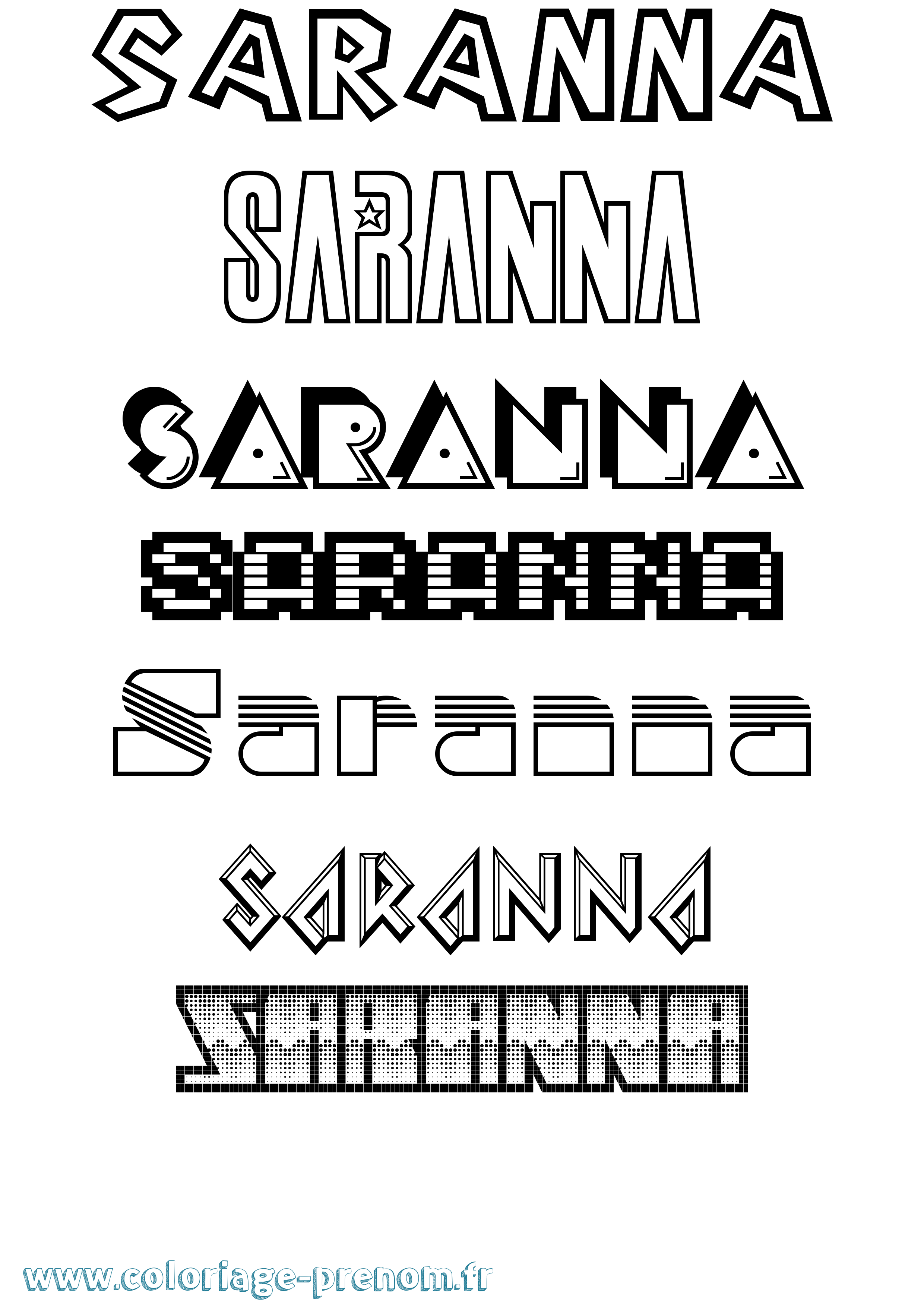 Coloriage Saranna Jeux Vidéos Coloriage prénom Saranna Jeux Vidéos