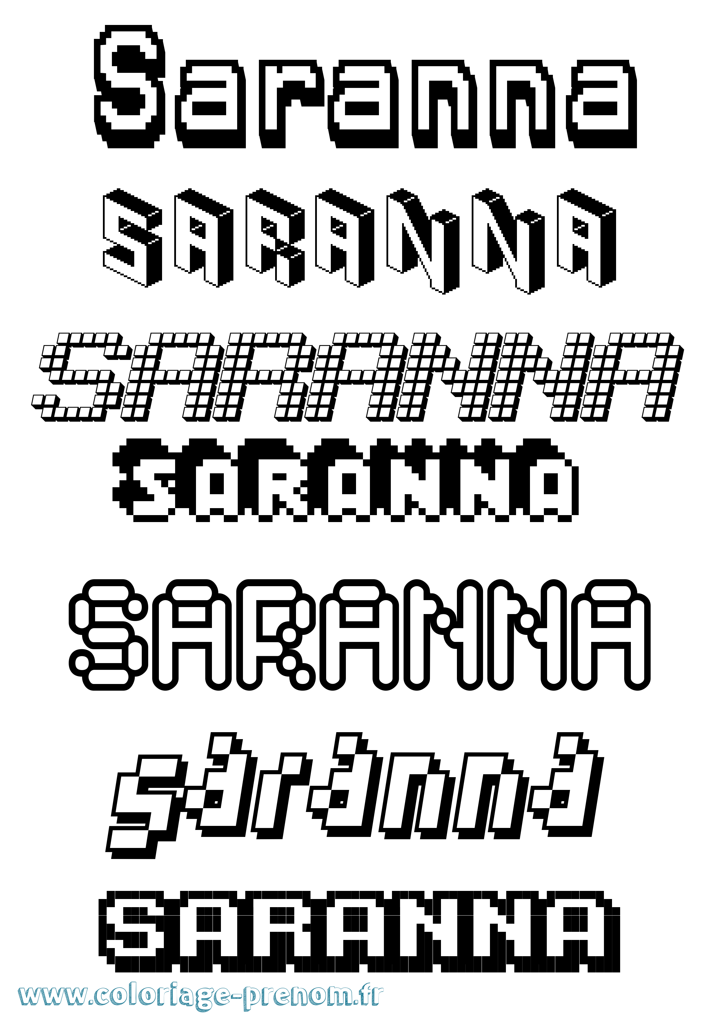 Coloriage Saranna Pixel Coloriage prénom Saranna Pixel