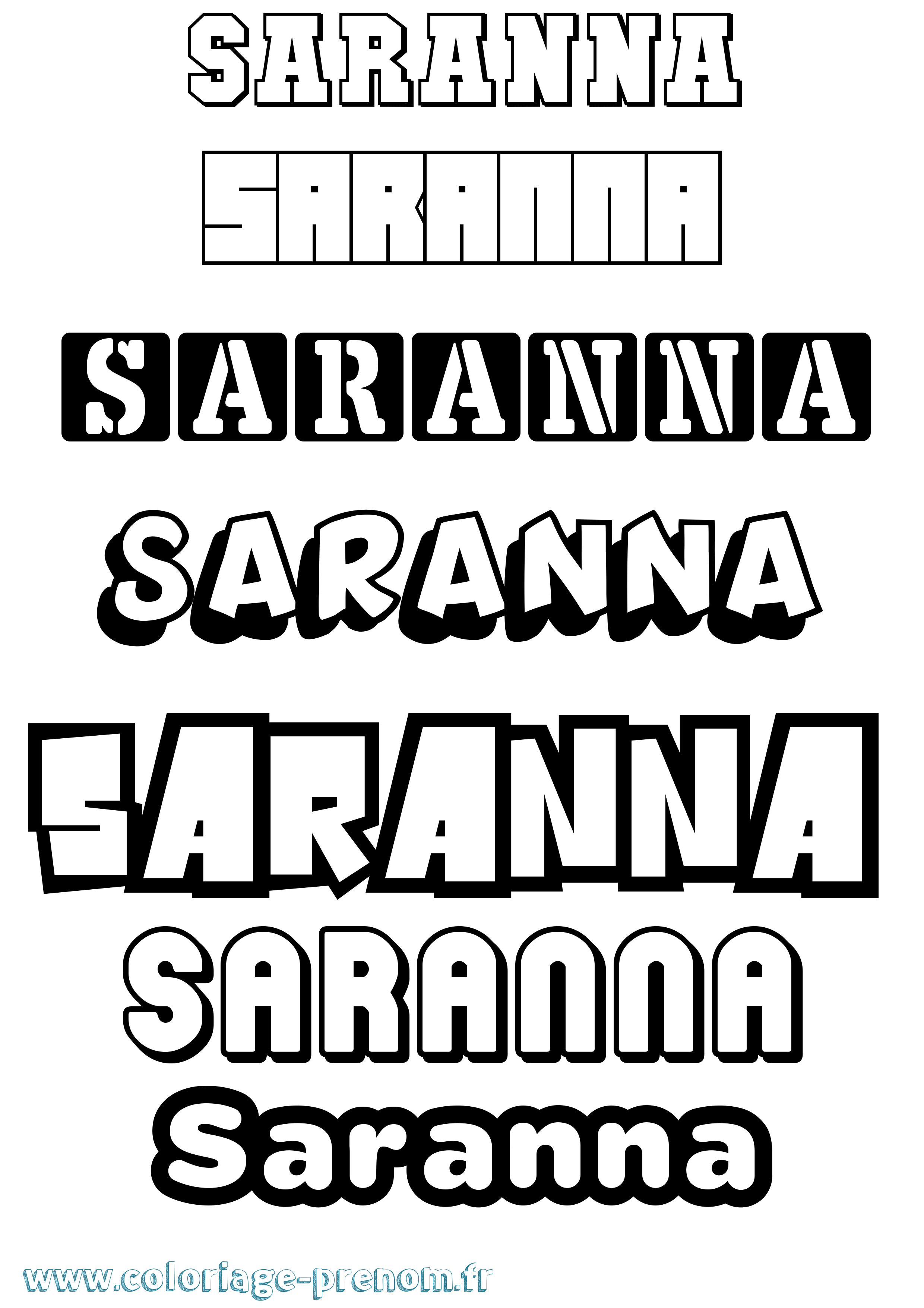 Coloriage Saranna Simple Coloriage prénom Saranna Simple