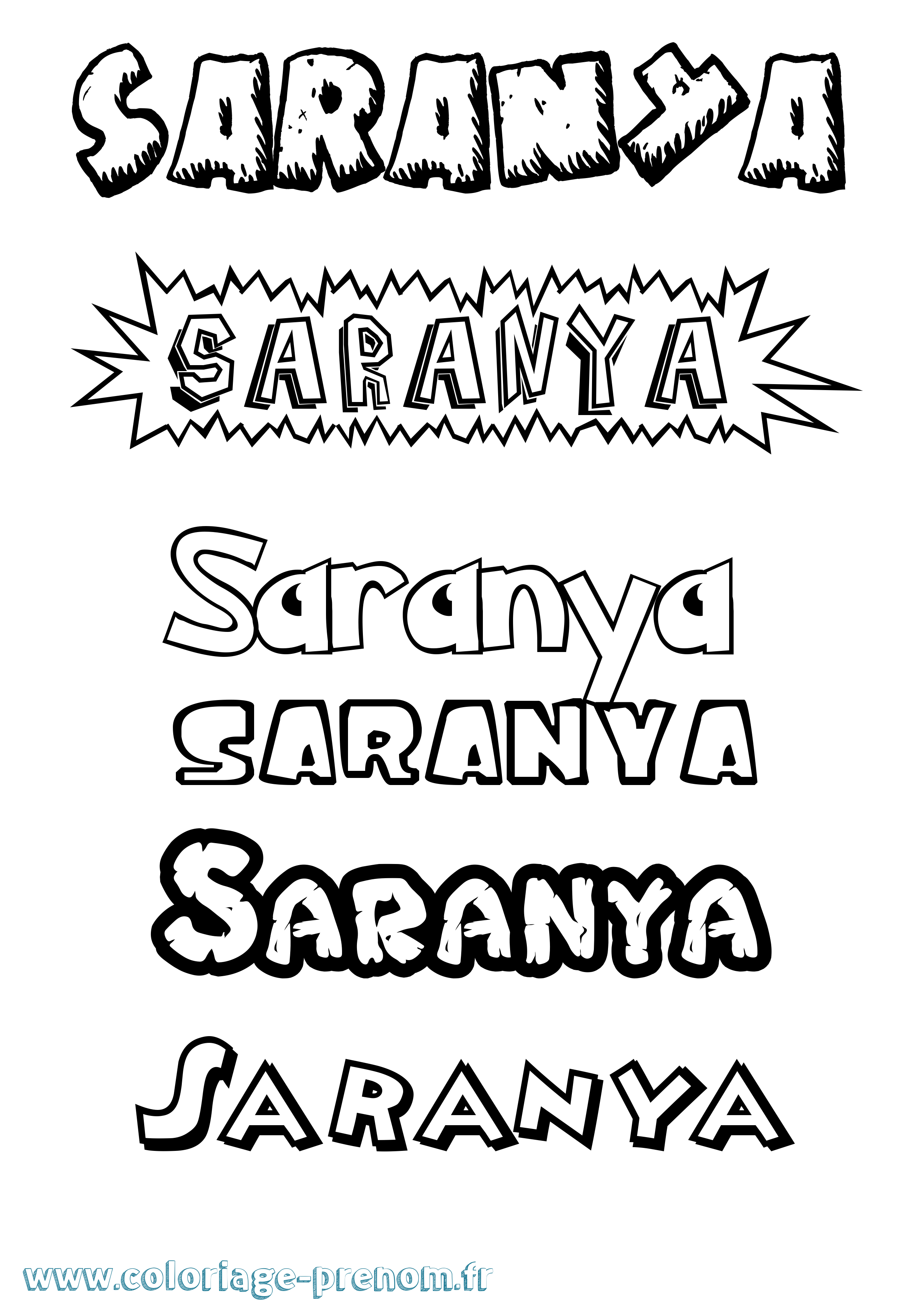 Coloriage Saranya Dessin Animé Coloriage prénom Saranya Dessin Animé