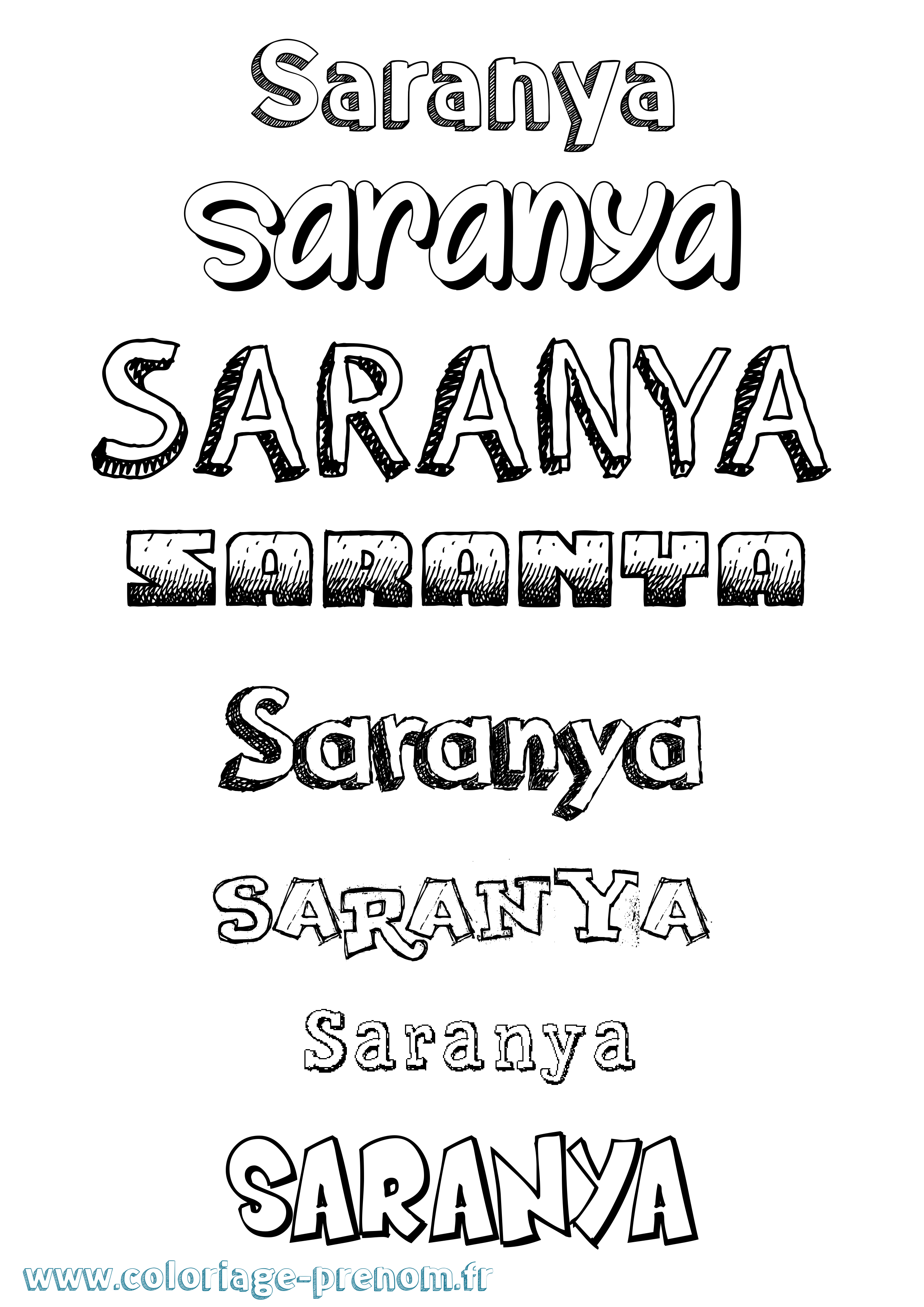 Coloriage Saranya Dessiné Coloriage prénom Saranya Dessiné