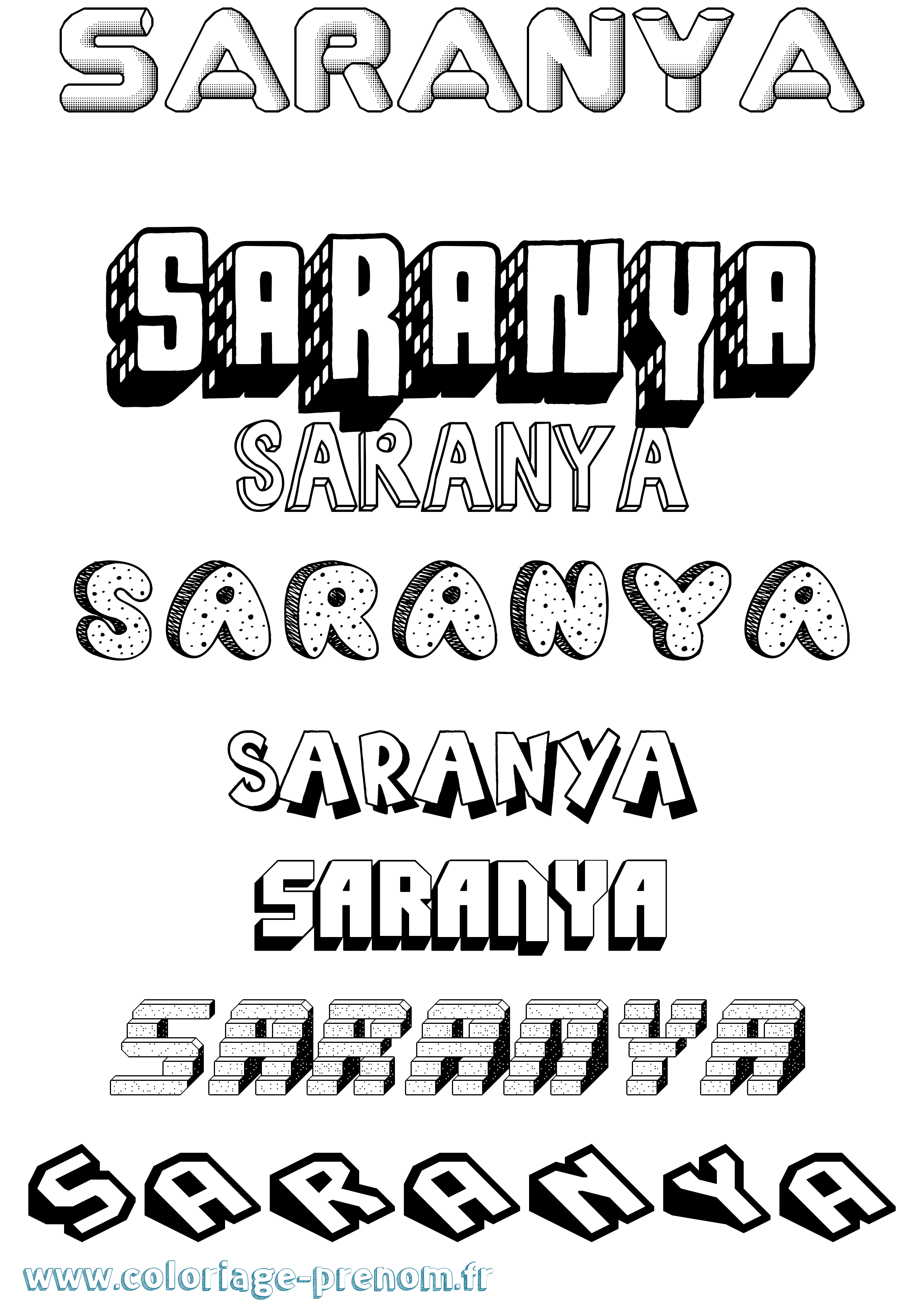 Coloriage Saranya Effet 3D Coloriage prénom Saranya Effet 3D