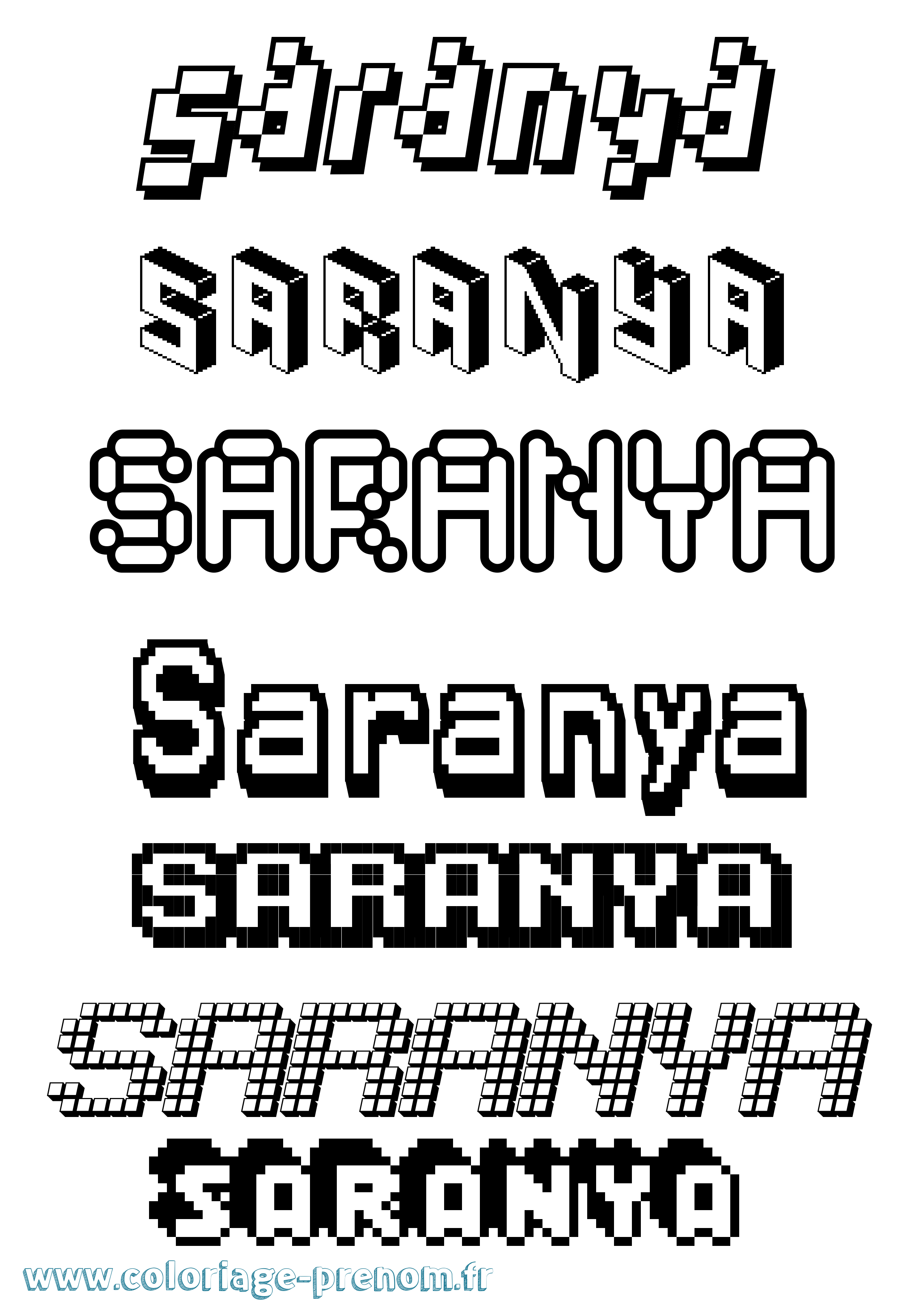 Coloriage Saranya Pixel Coloriage prénom Saranya Pixel