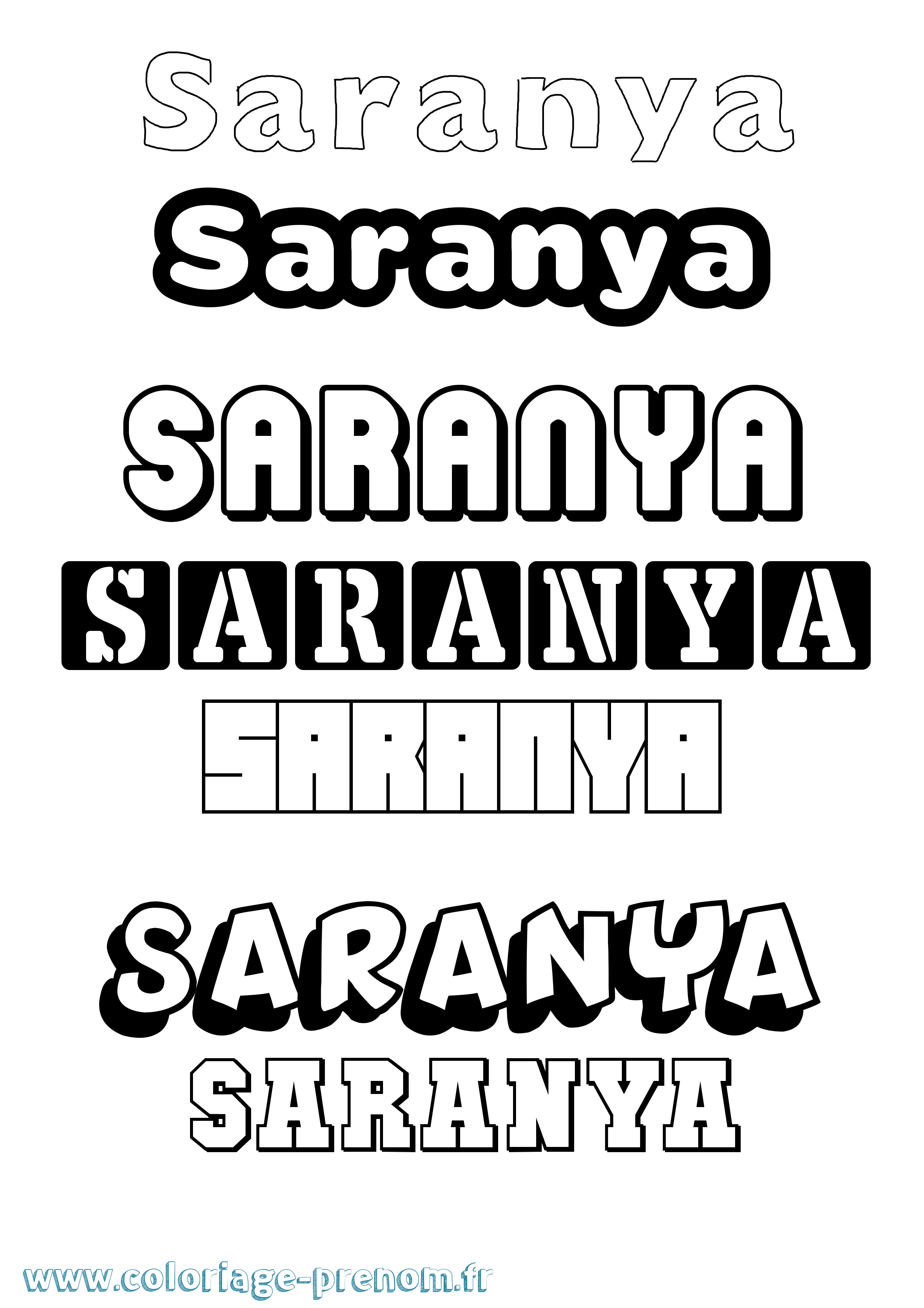 Coloriage Saranya Simple Coloriage prénom Saranya Simple