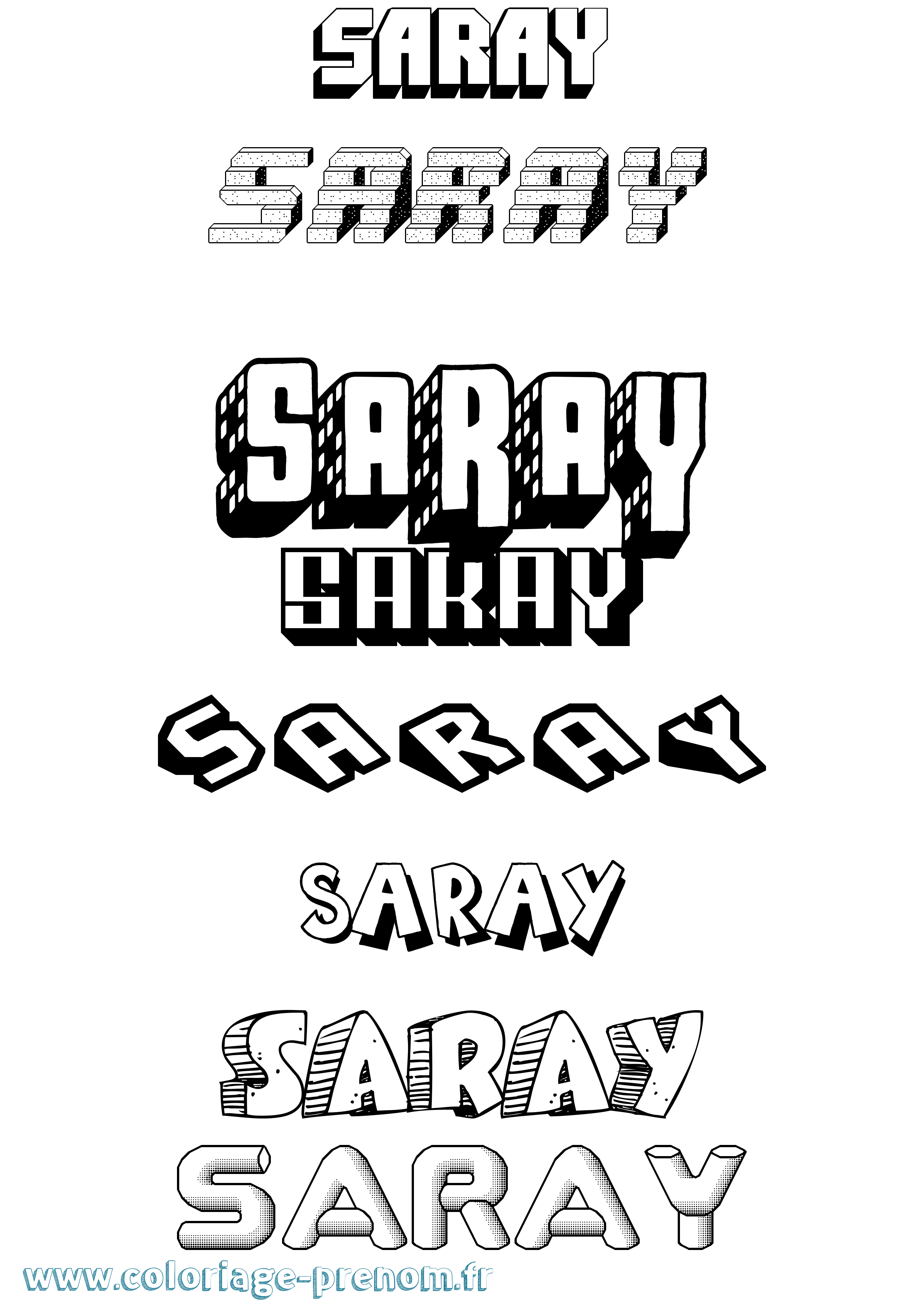 Coloriage Saray Effet 3D Coloriage prénom Saray Effet 3D