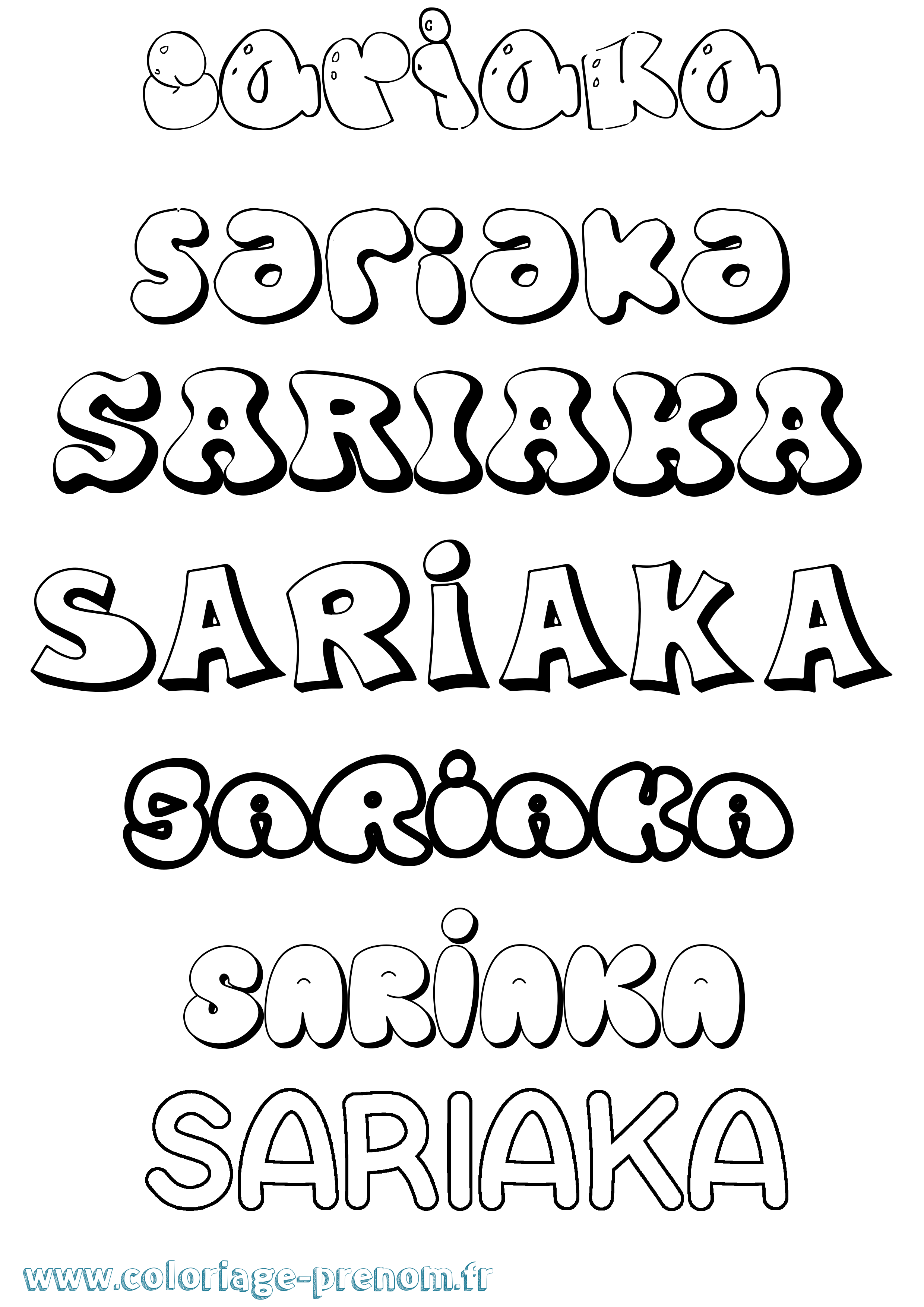 Coloriage Sariaka Bubble Coloriage prénom Sariaka Bubble