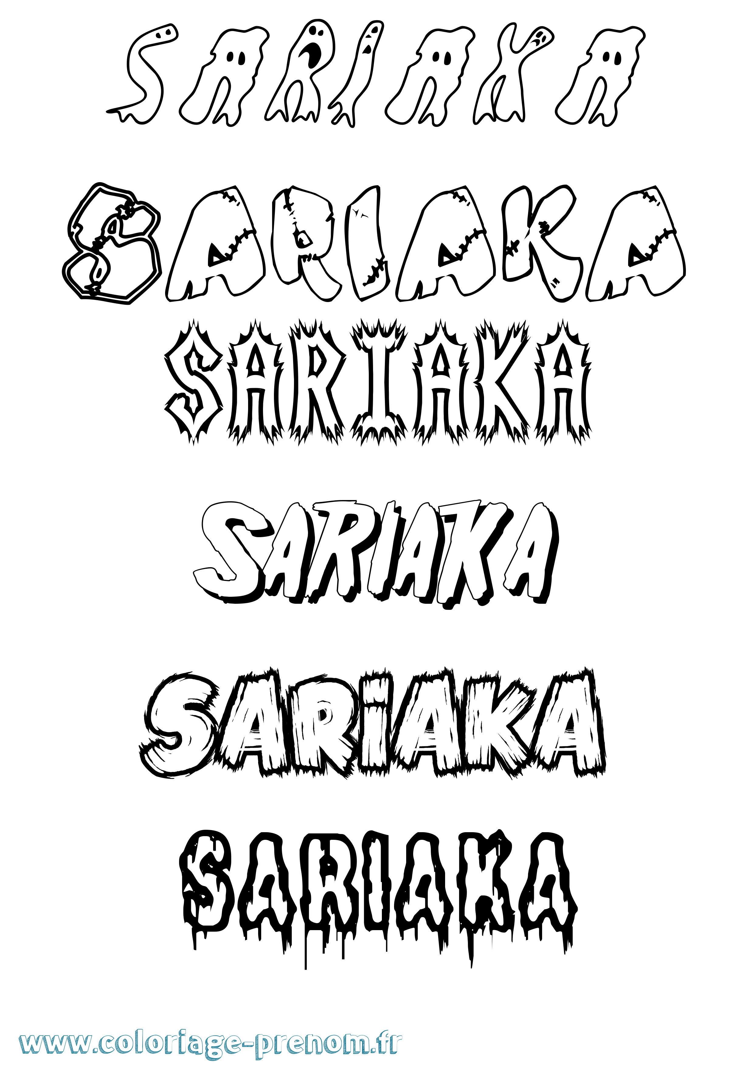 Coloriage Sariaka Frisson Coloriage prénom Sariaka Frisson