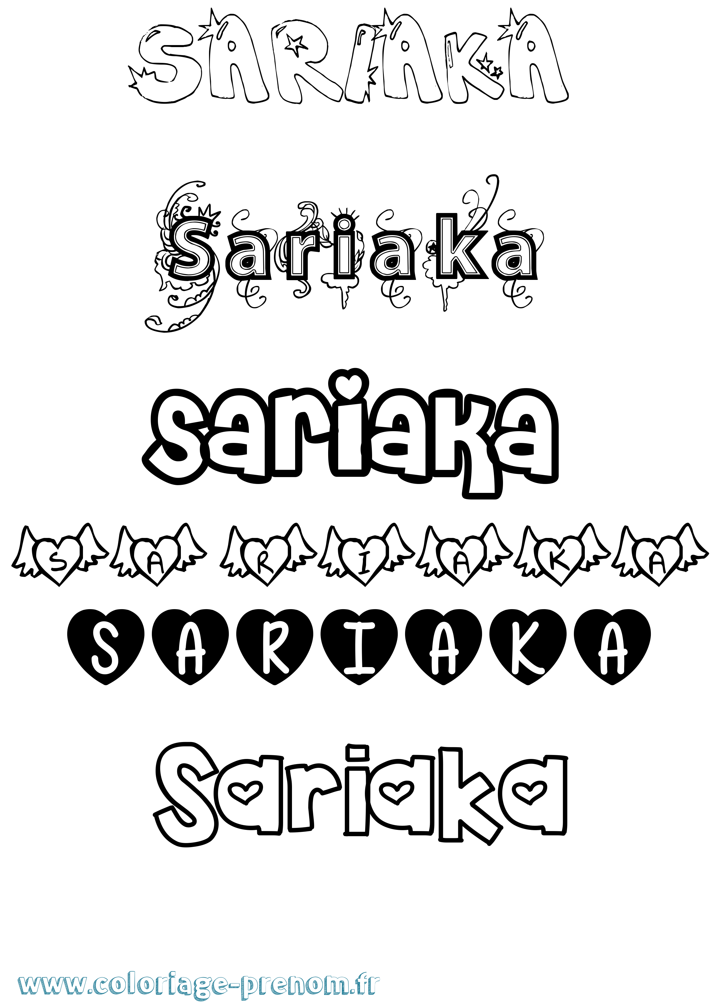 Coloriage Sariaka Girly Coloriage prénom Sariaka Girly