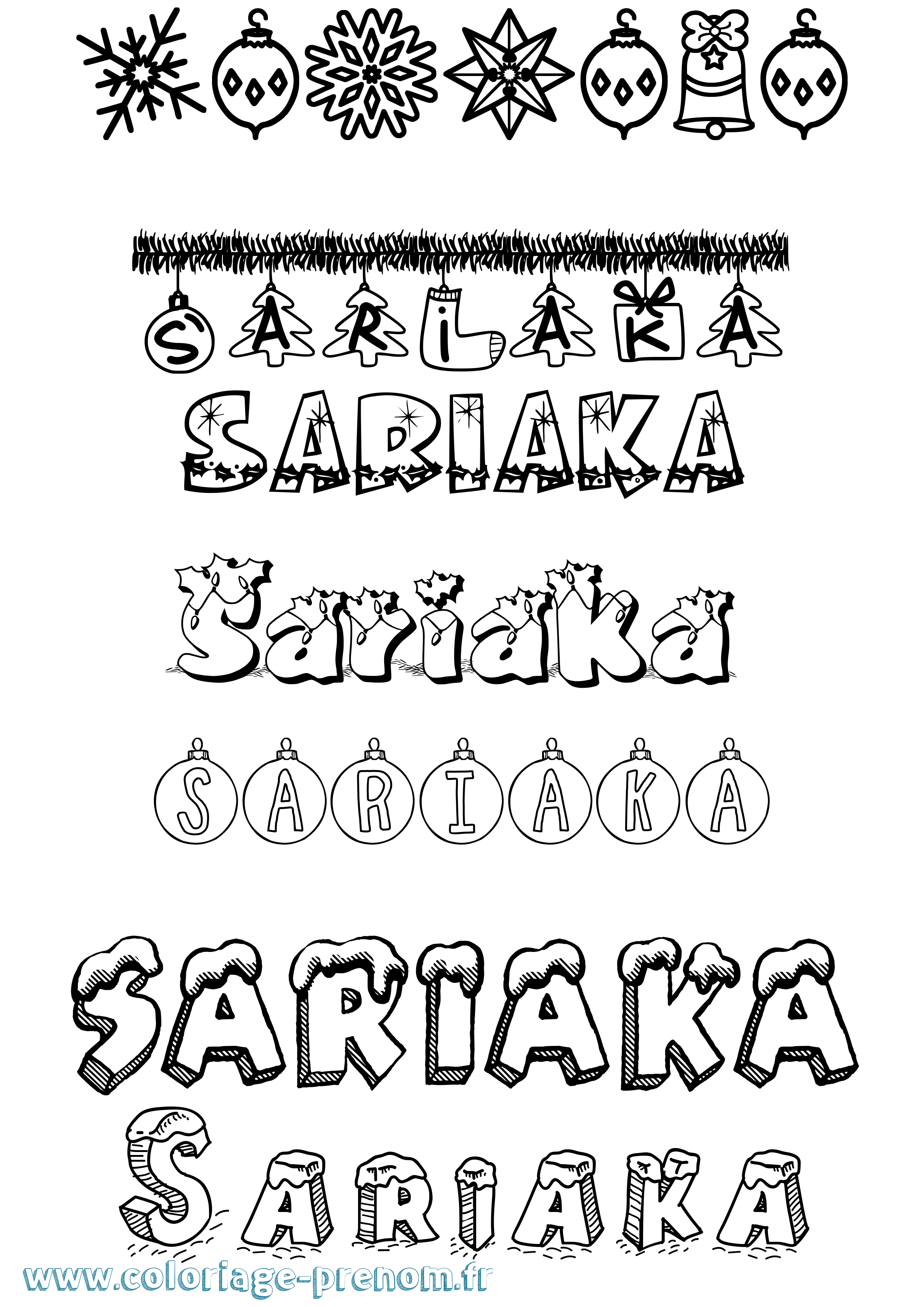 Coloriage Sariaka Noël Coloriage prénom Sariaka Noël