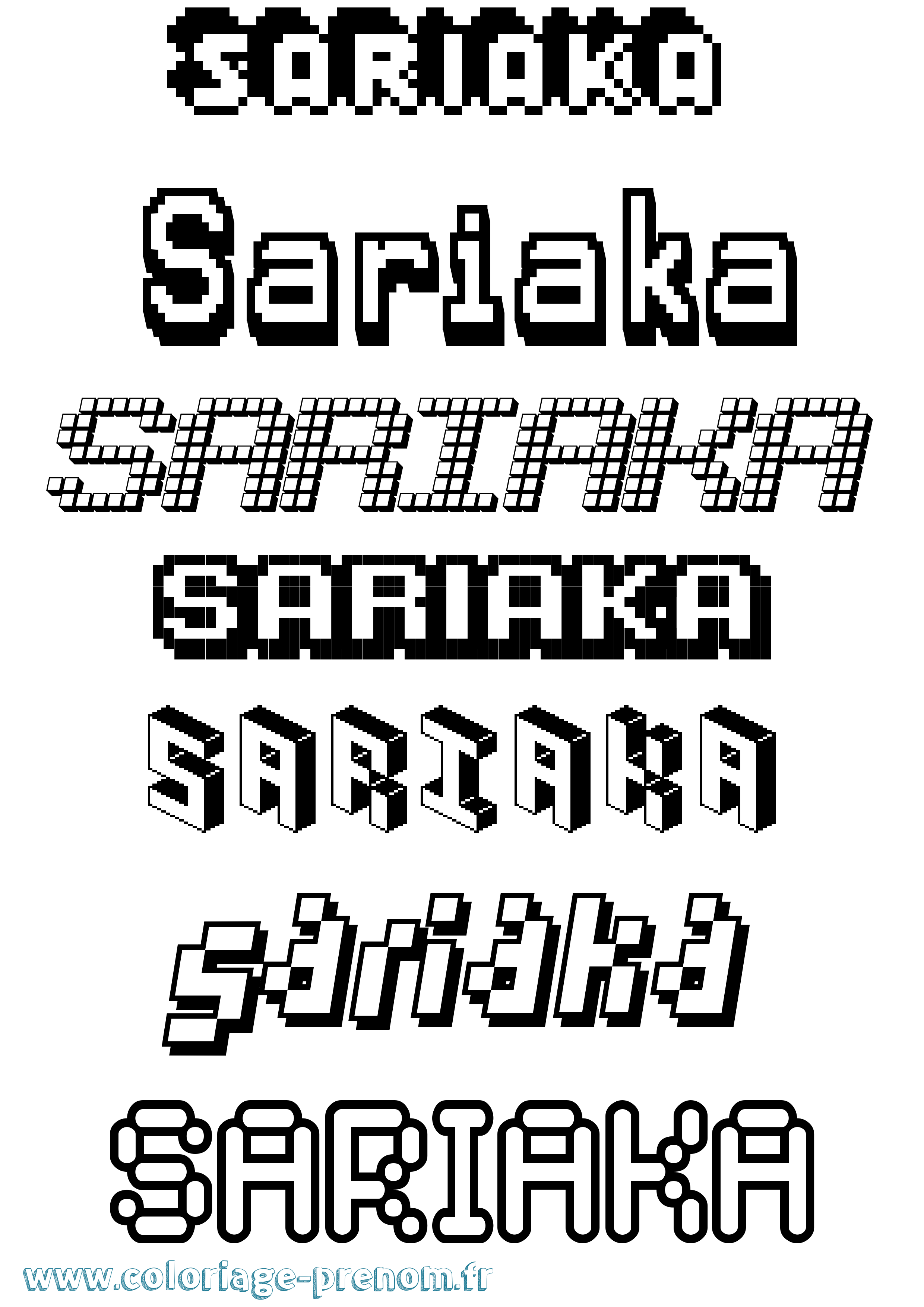 Coloriage Sariaka Pixel Coloriage prénom Sariaka Pixel