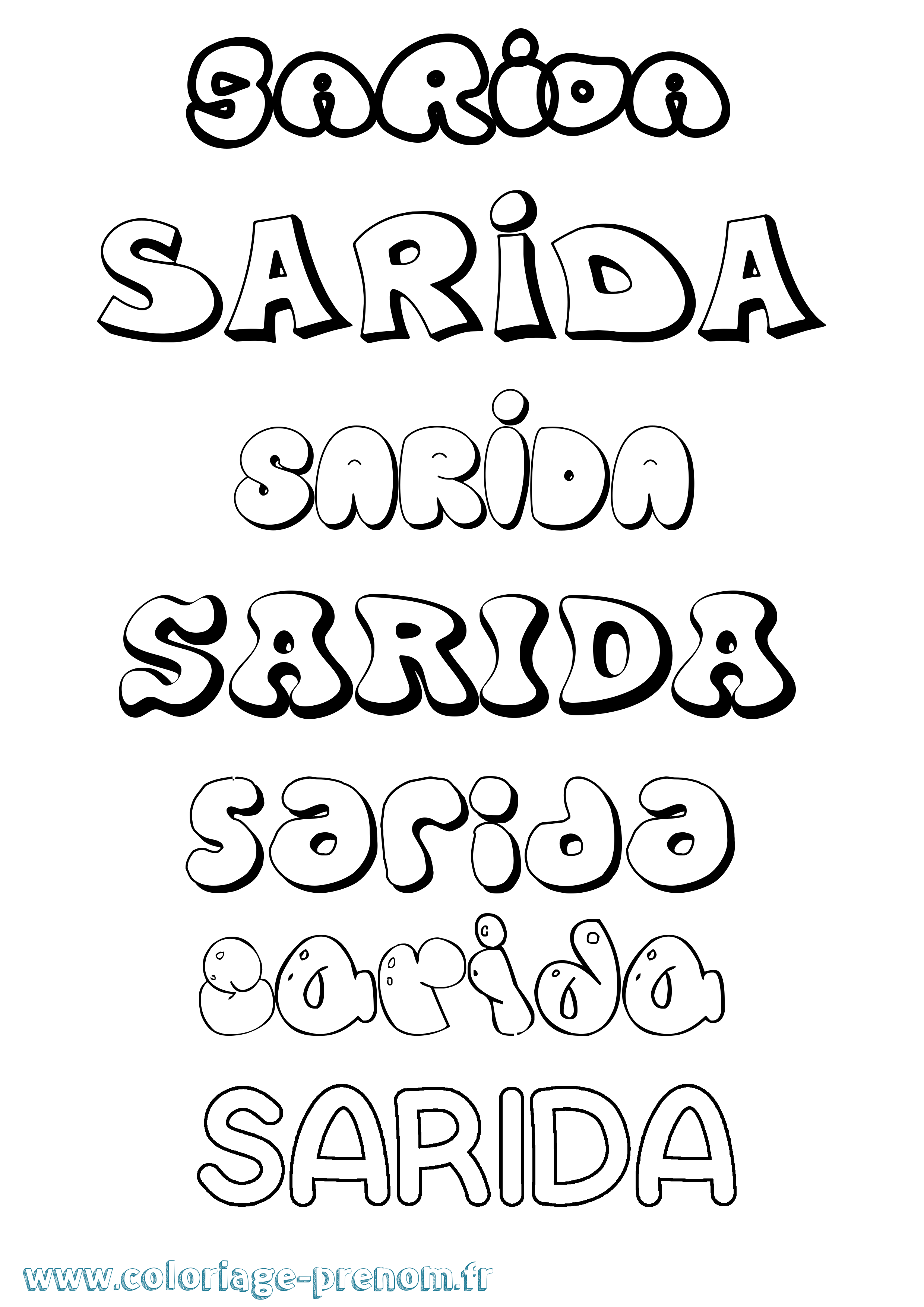 Coloriage Sarida Bubble Coloriage prénom Sarida Bubble