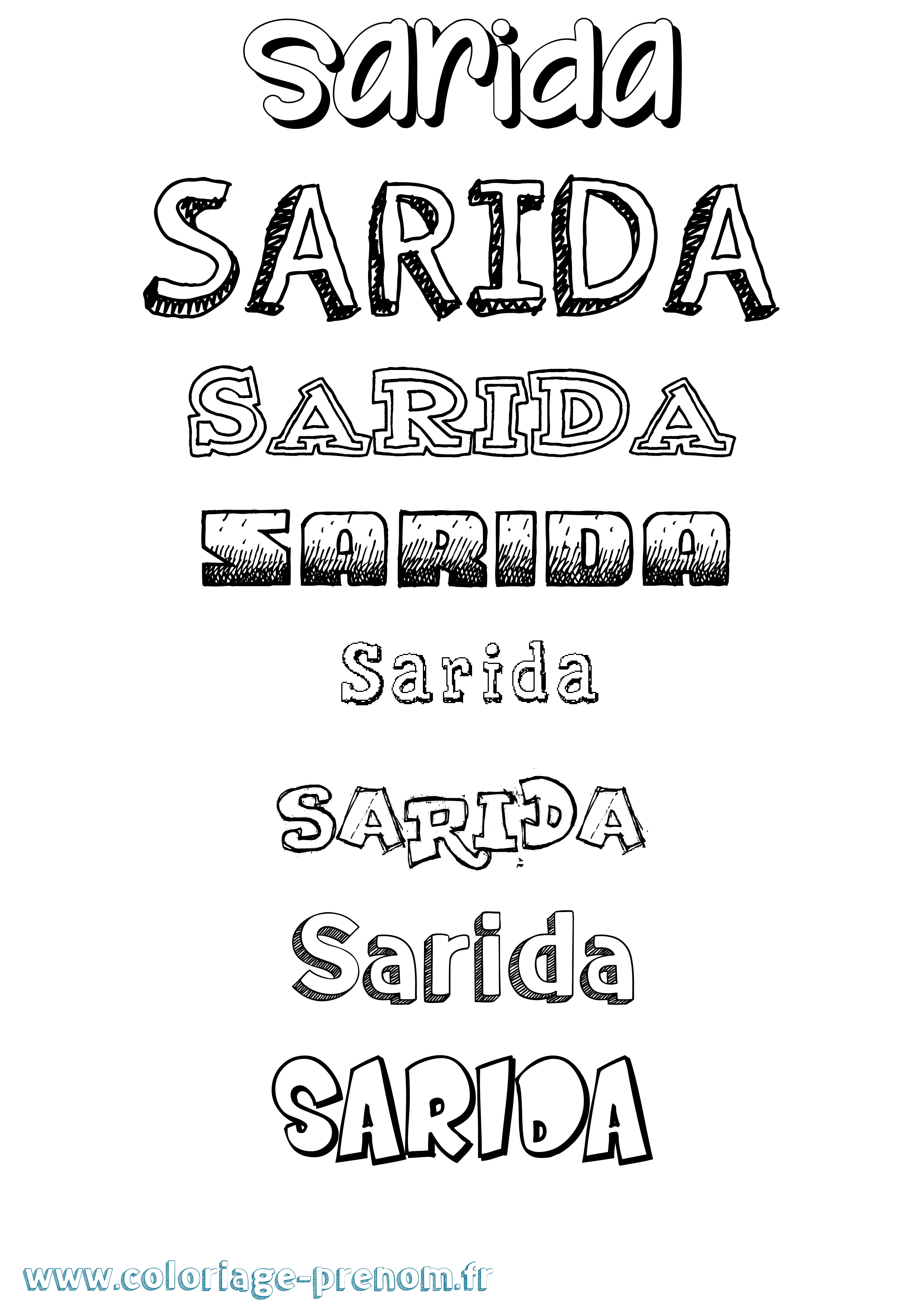 Coloriage Sarida Dessiné Coloriage prénom Sarida Dessiné