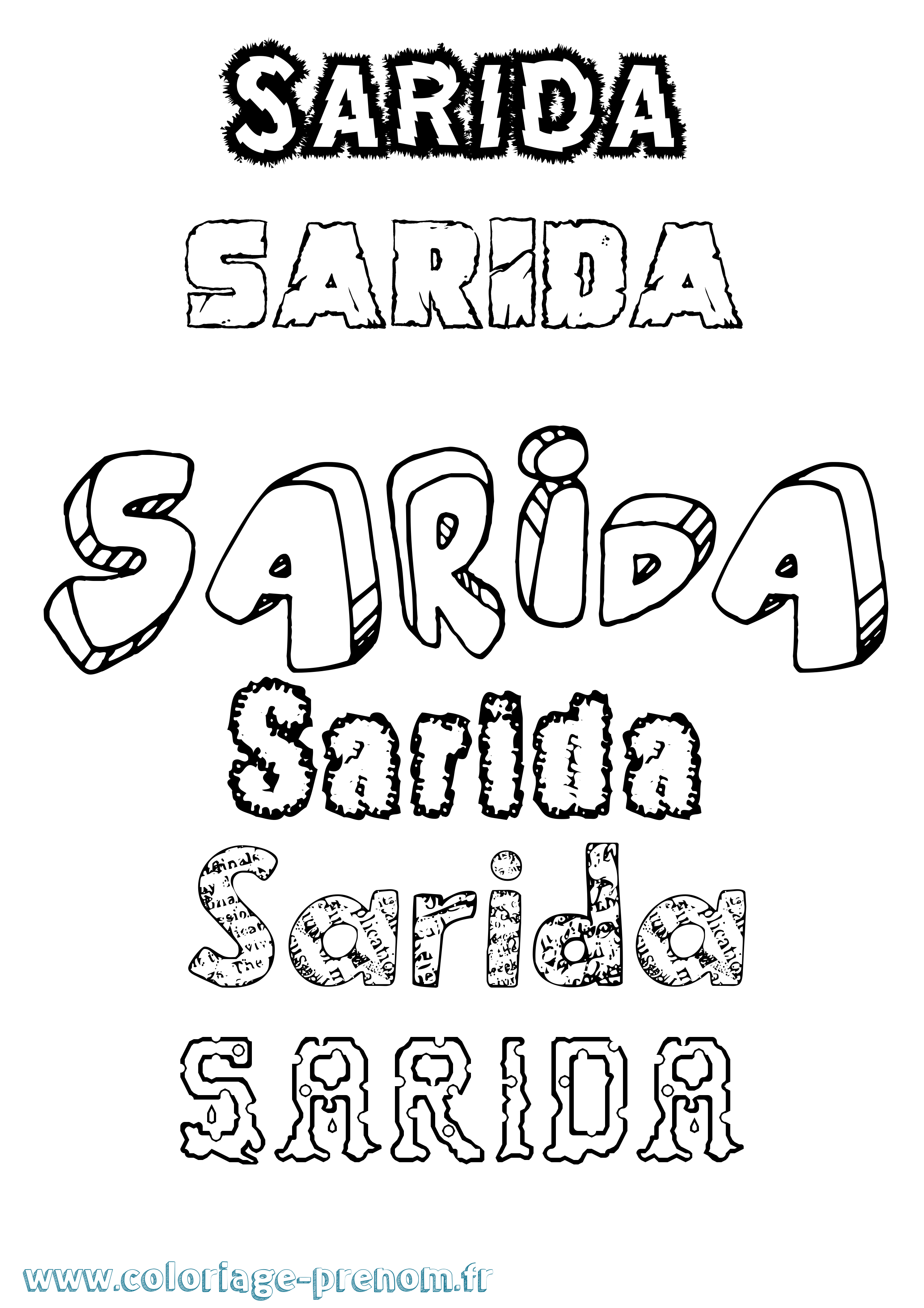 Coloriage Sarida Destructuré Coloriage prénom Sarida Destructuré