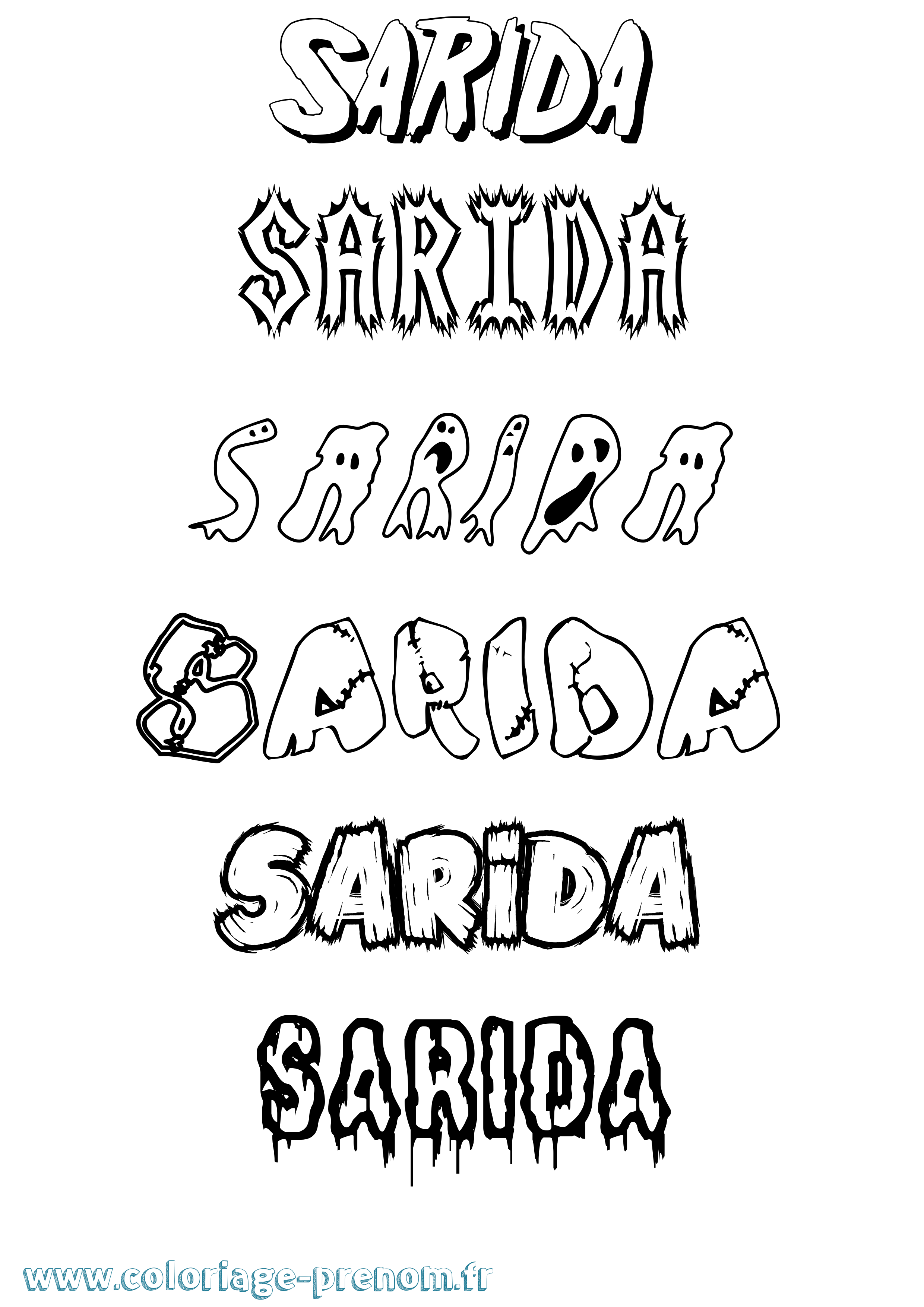 Coloriage Sarida Frisson Coloriage prénom Sarida Frisson