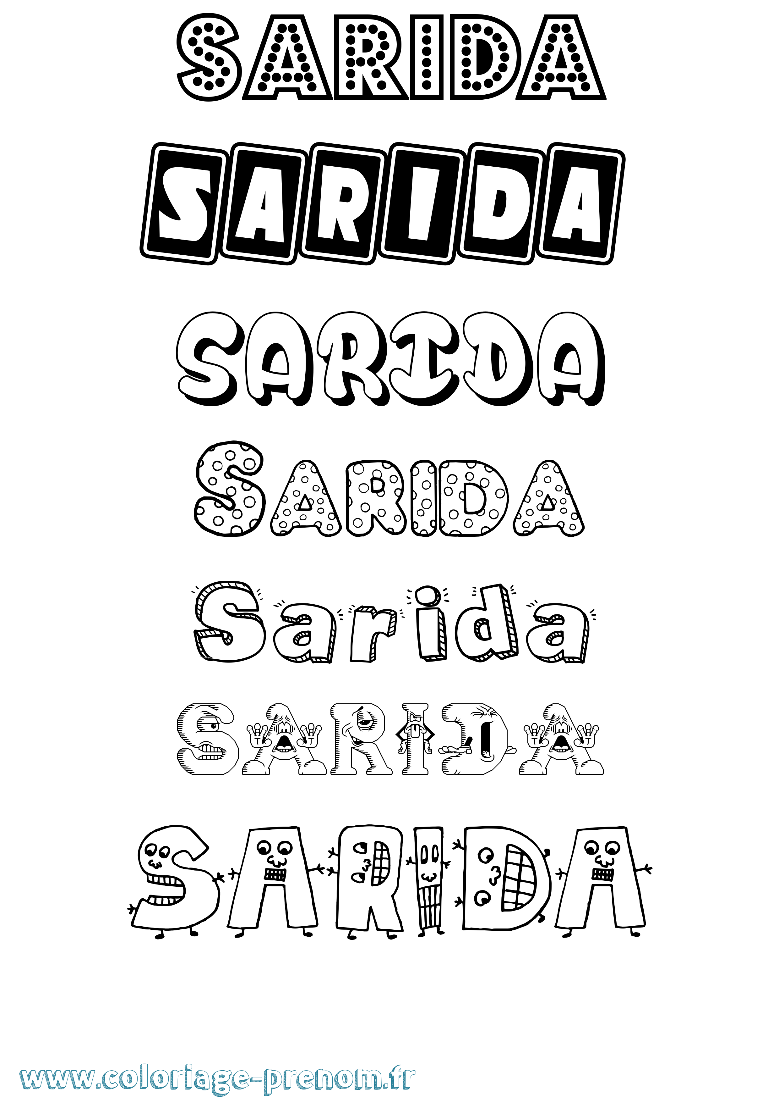 Coloriage Sarida Fun Coloriage prénom Sarida Fun