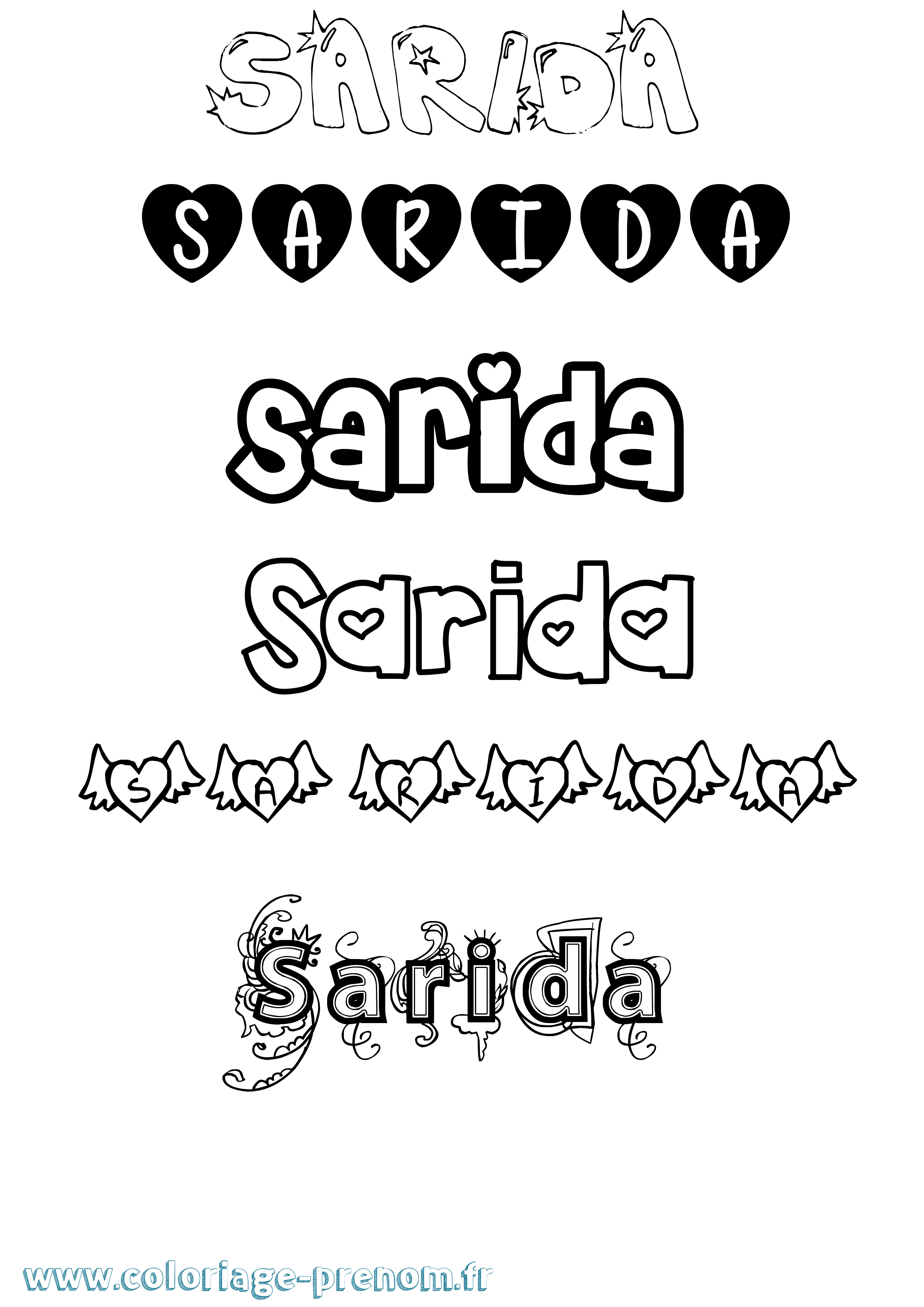 Coloriage Sarida Girly Coloriage prénom Sarida Girly