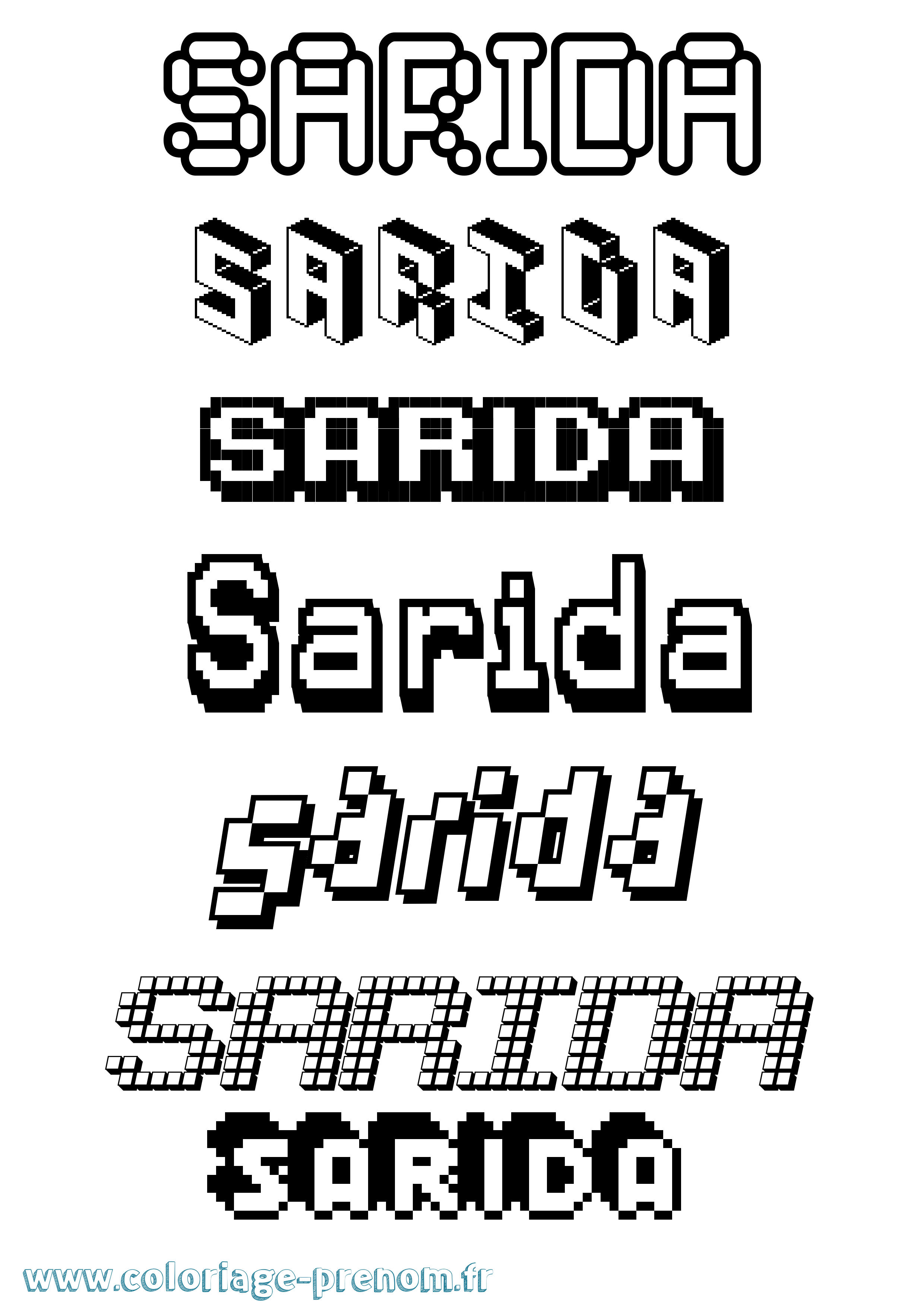 Coloriage Sarida Pixel Coloriage prénom Sarida Pixel