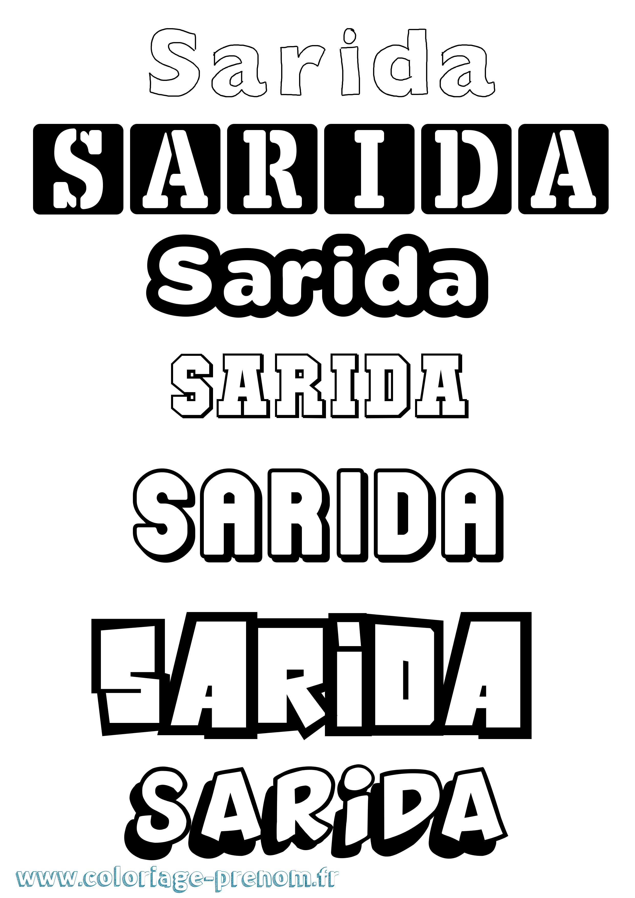 Coloriage Sarida Simple Coloriage prénom Sarida Simple