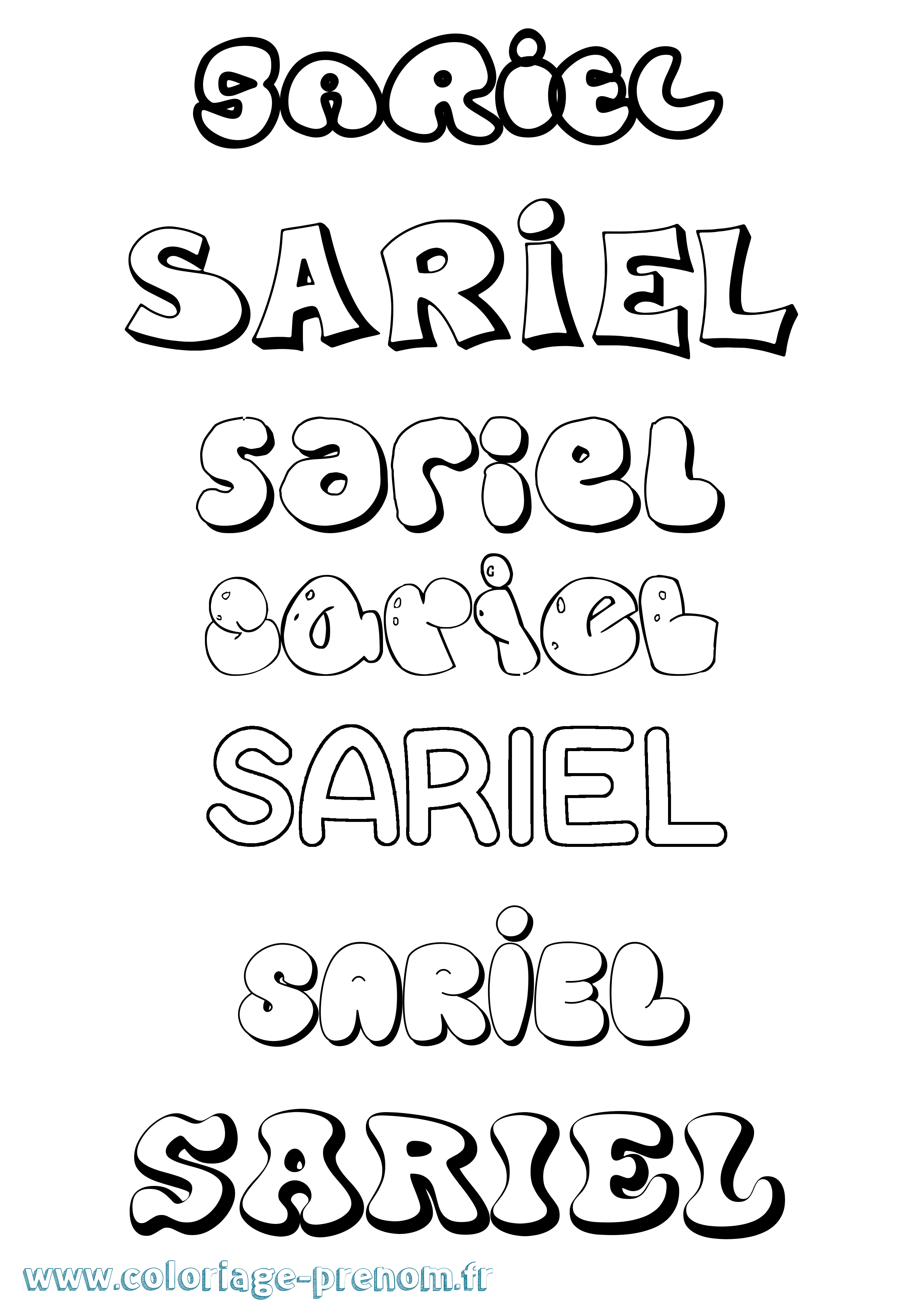 Coloriage Sariel Bubble Coloriage prénom Sariel Bubble