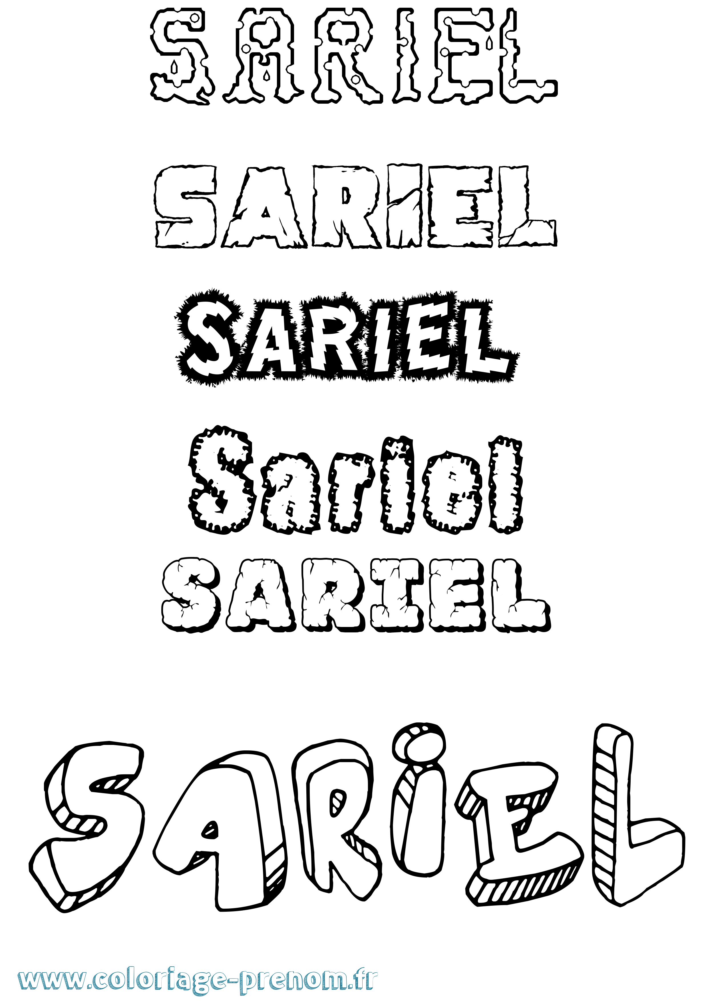 Coloriage Sariel Destructuré Coloriage prénom Sariel Destructuré