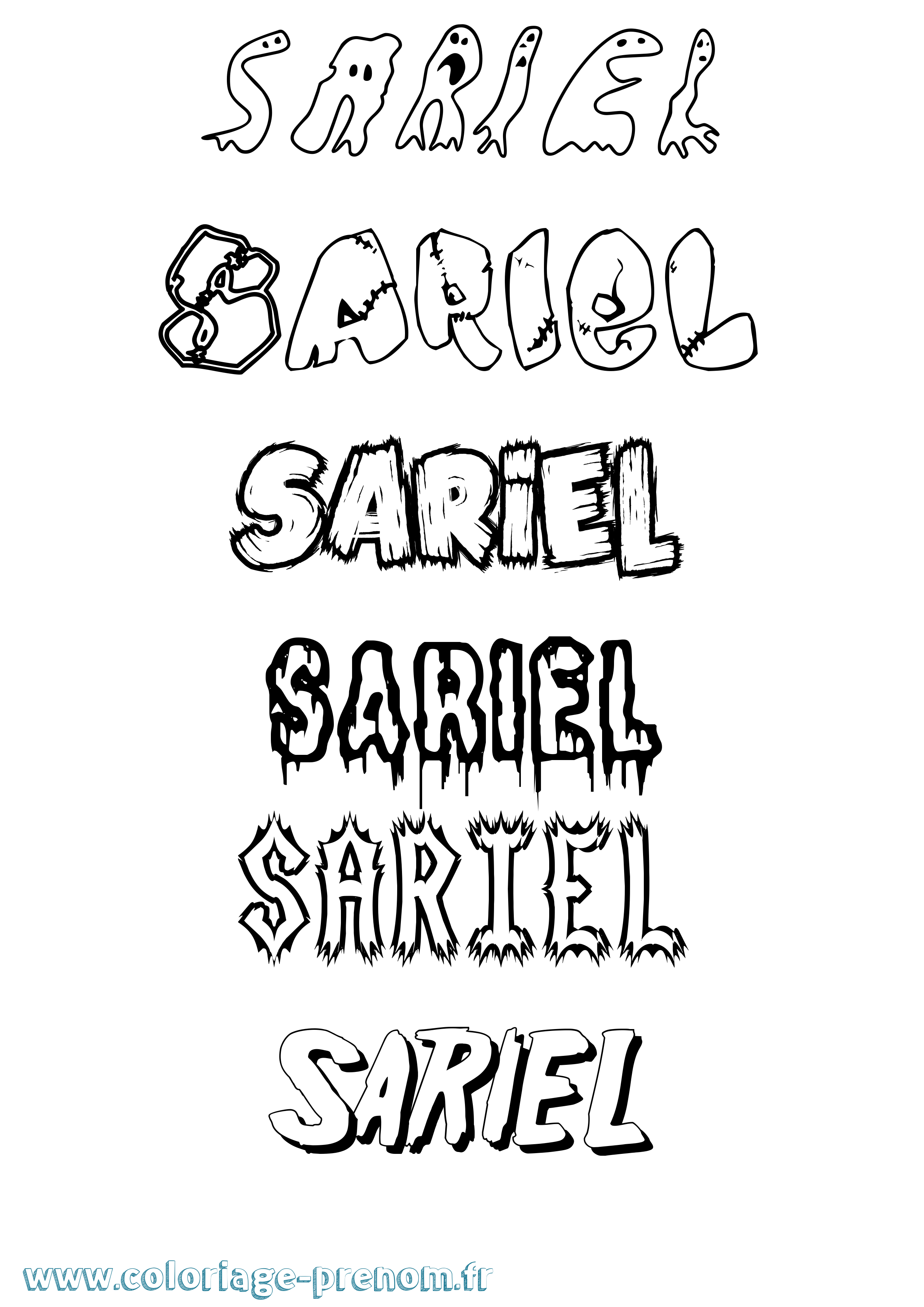 Coloriage Sariel Frisson Coloriage prénom Sariel Frisson