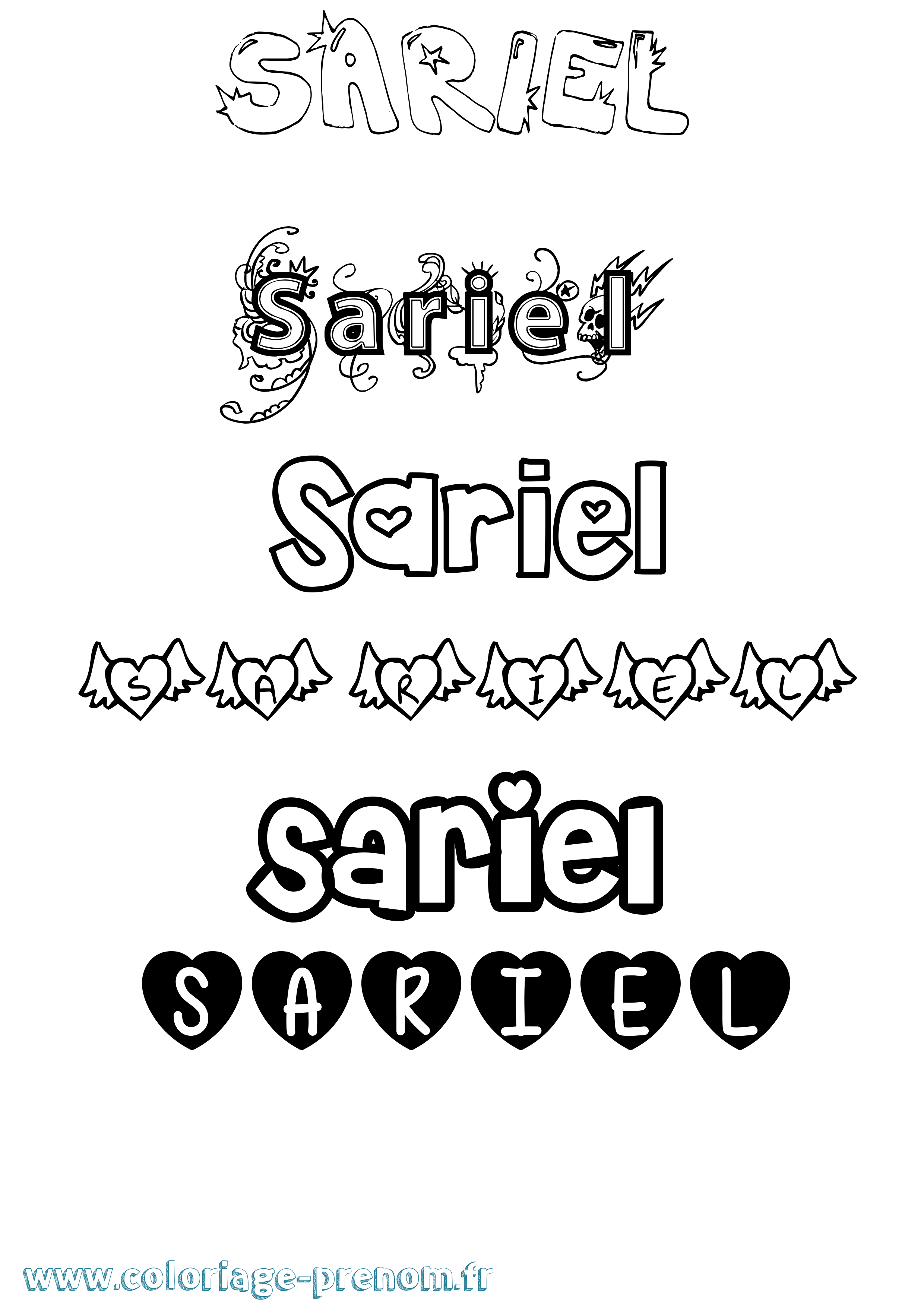 Coloriage Sariel Girly Coloriage prénom Sariel Girly