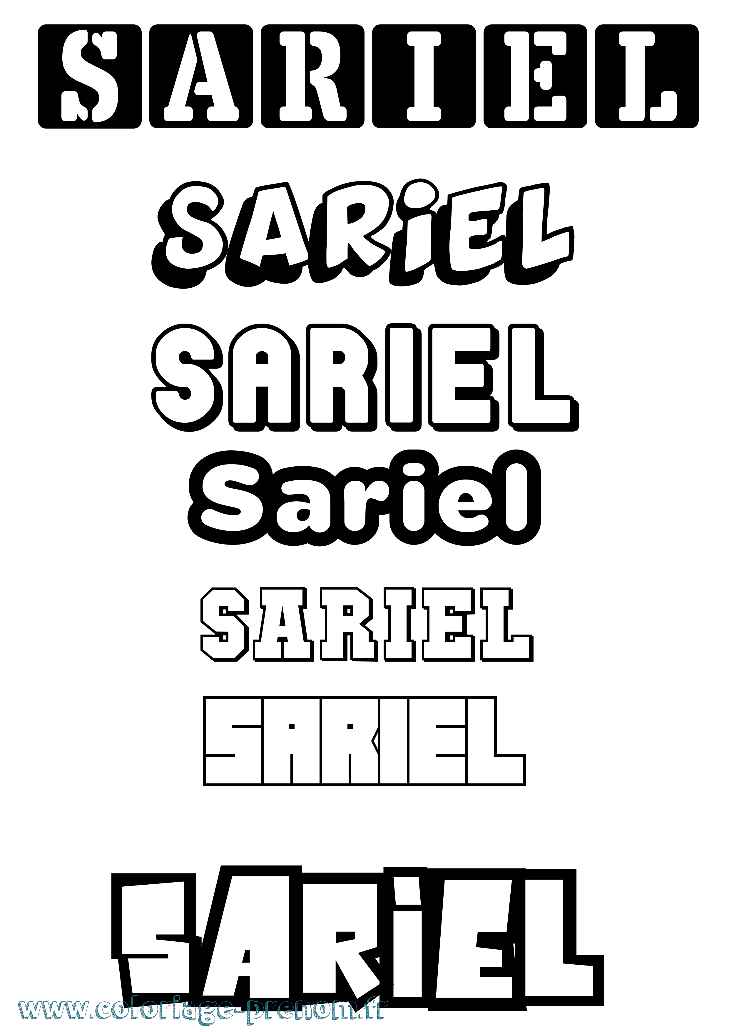 Coloriage Sariel Simple Coloriage prénom Sariel Simple