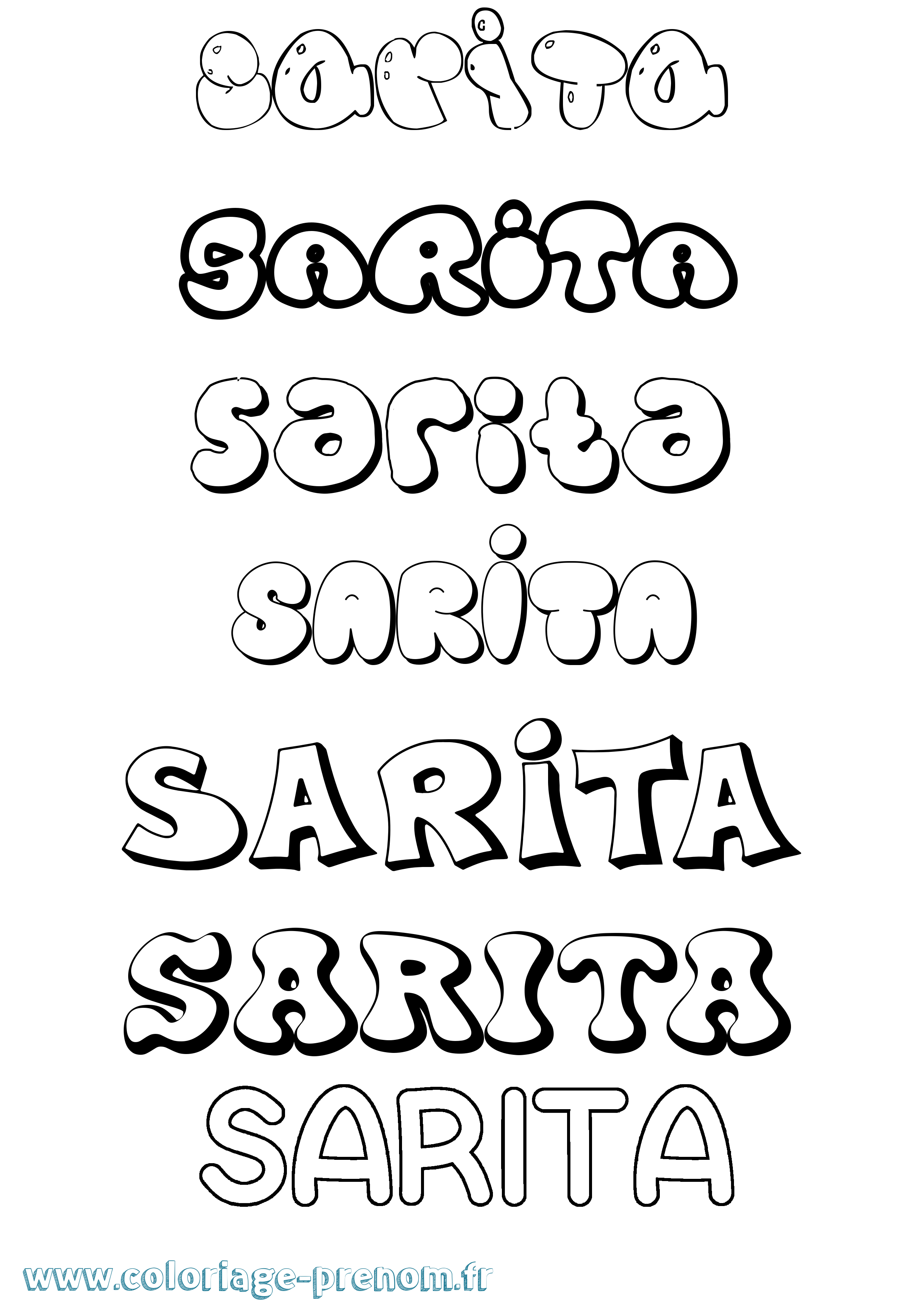 Coloriage Sarita Bubble Coloriage prénom Sarita Bubble