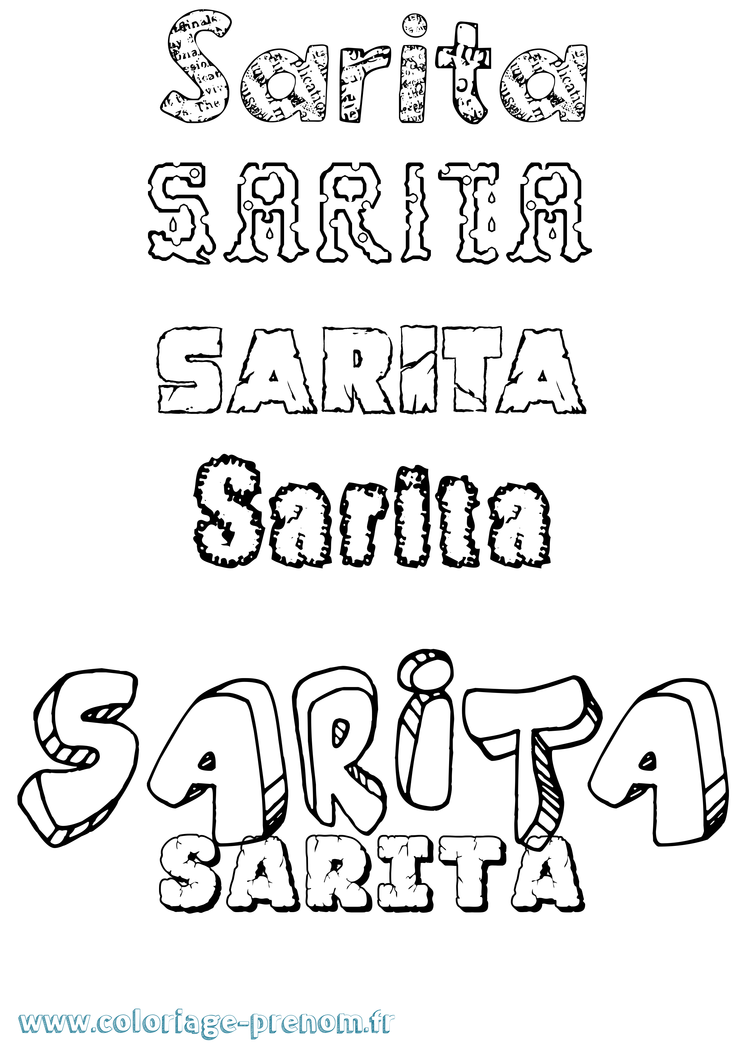 Coloriage Sarita Destructuré Coloriage prénom Sarita Destructuré