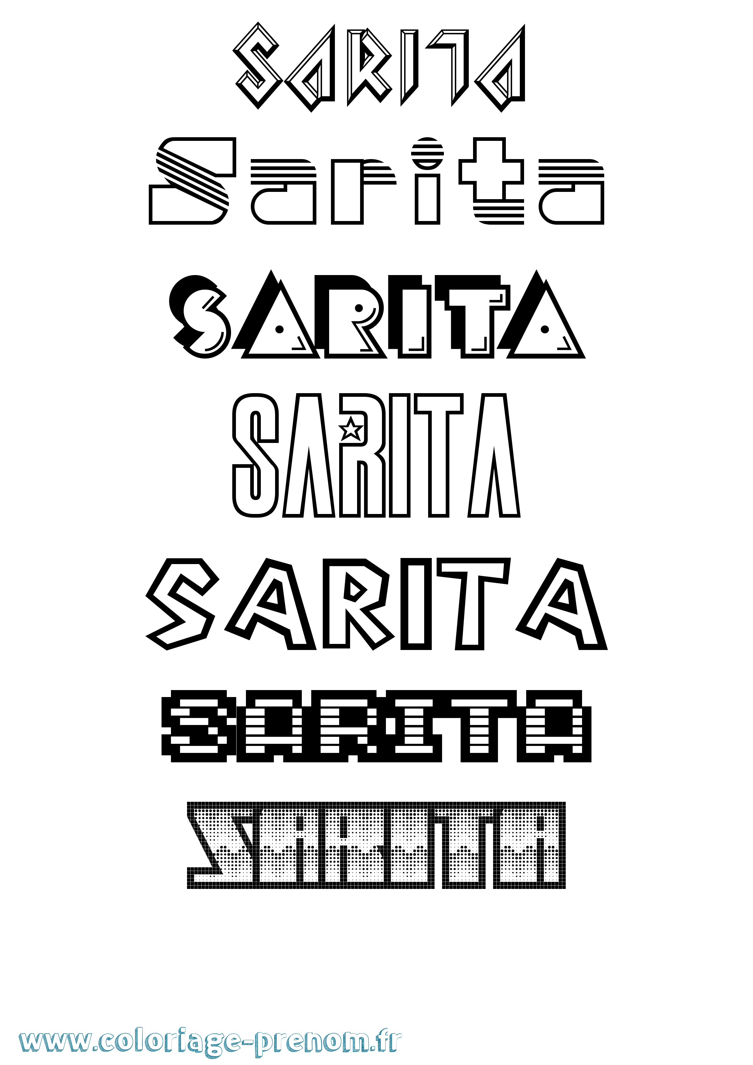 Coloriage Sarita Jeux Vidéos Coloriage prénom Sarita Jeux Vidéos