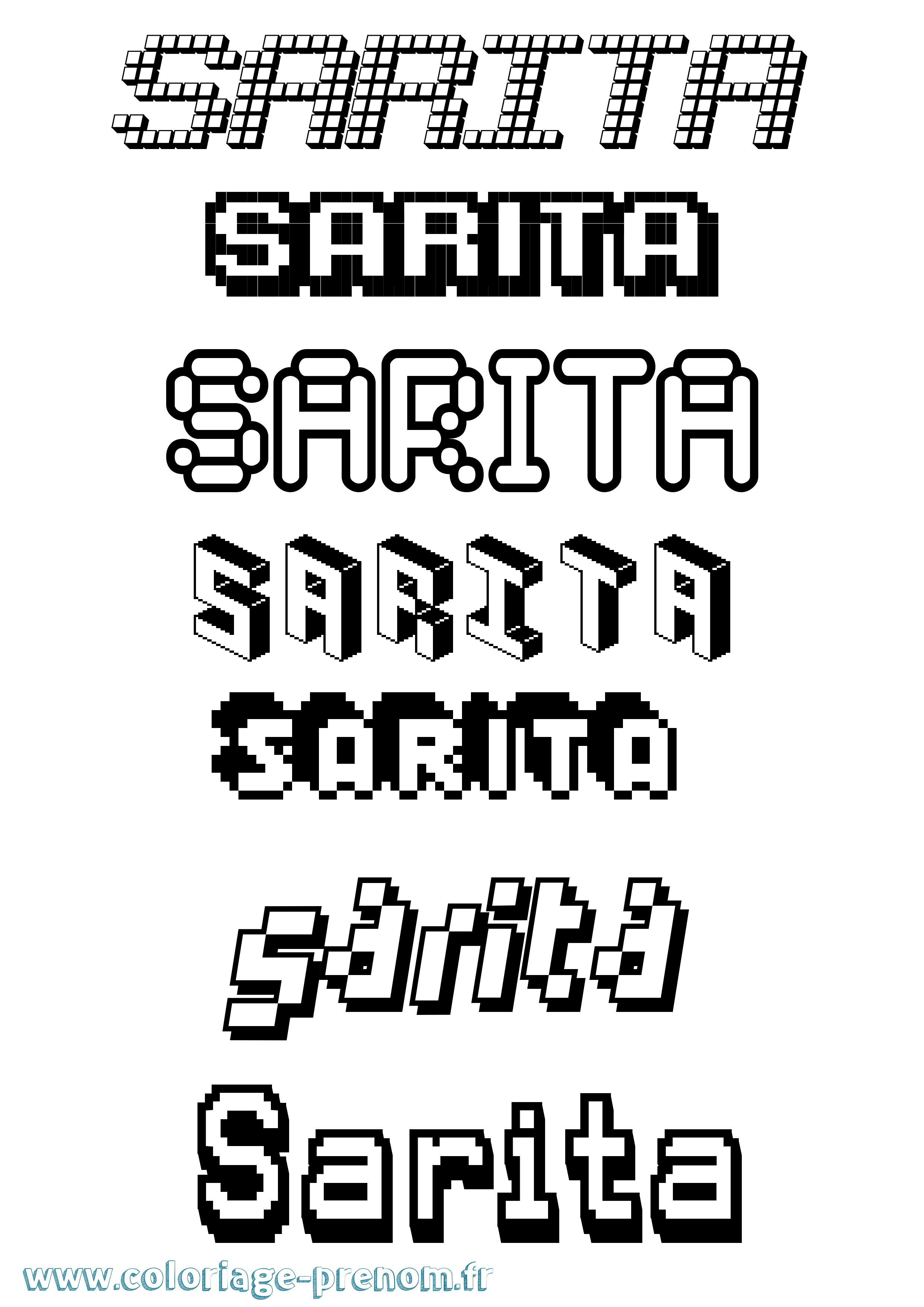 Coloriage Sarita Pixel Coloriage prénom Sarita Pixel