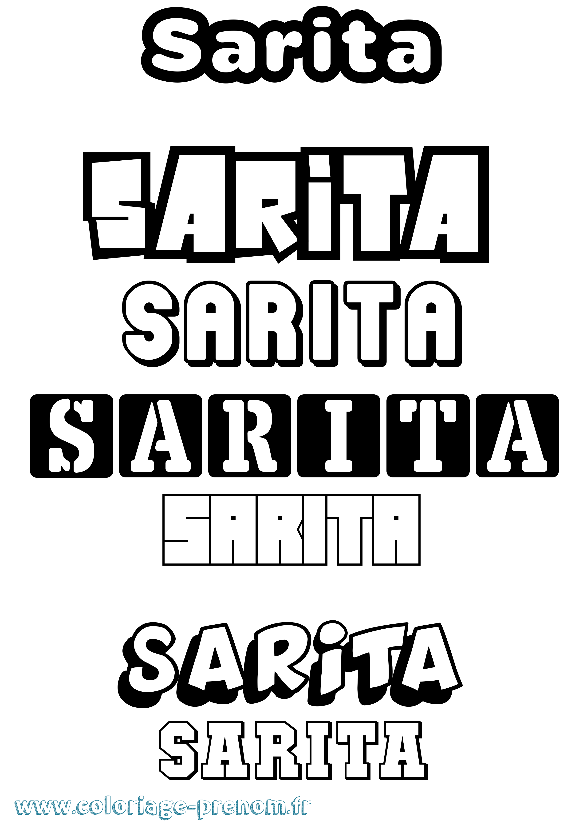 Coloriage Sarita Simple Coloriage prénom Sarita Simple