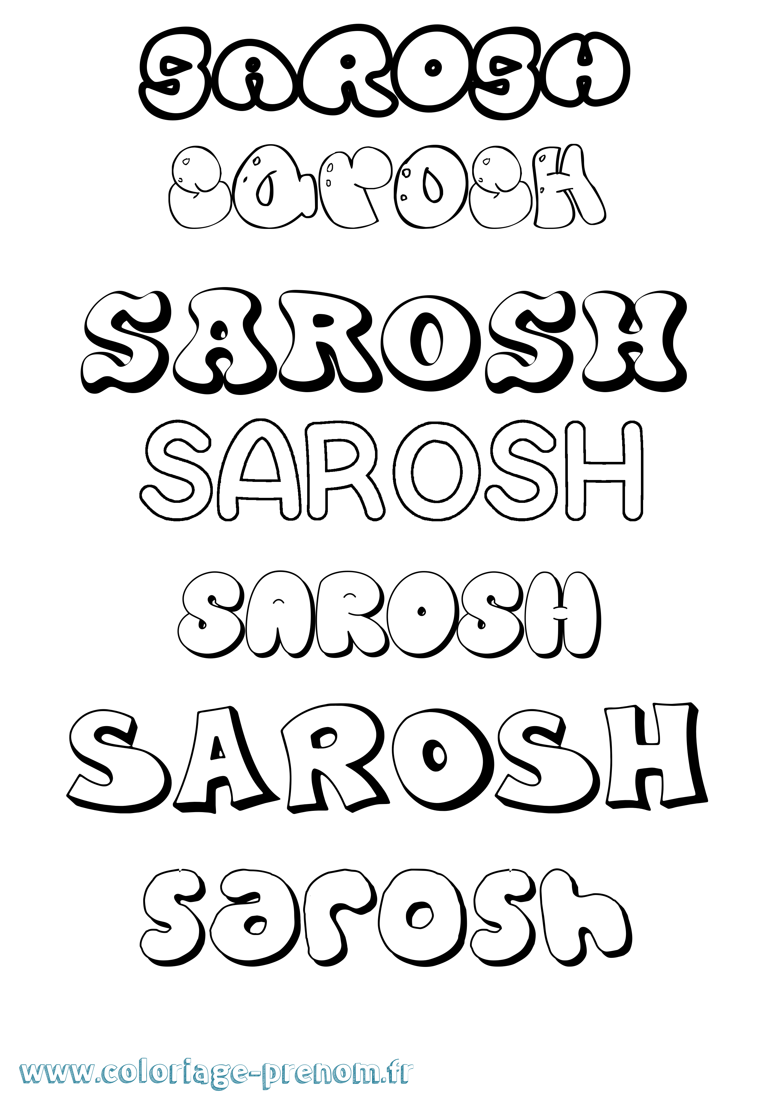 Coloriage Sarosh Bubble Coloriage prénom Sarosh Bubble