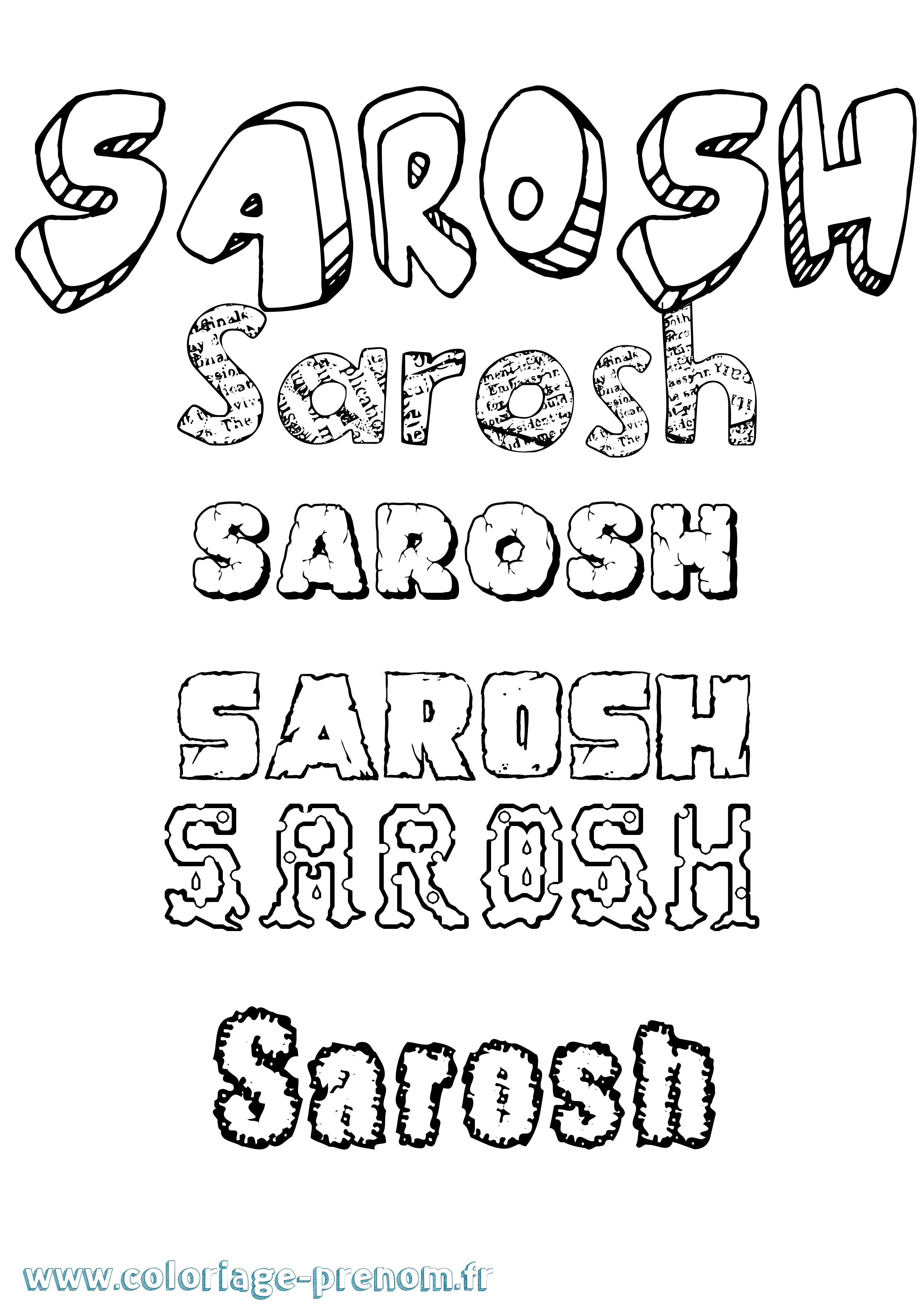 Coloriage Sarosh Destructuré Coloriage prénom Sarosh Destructuré