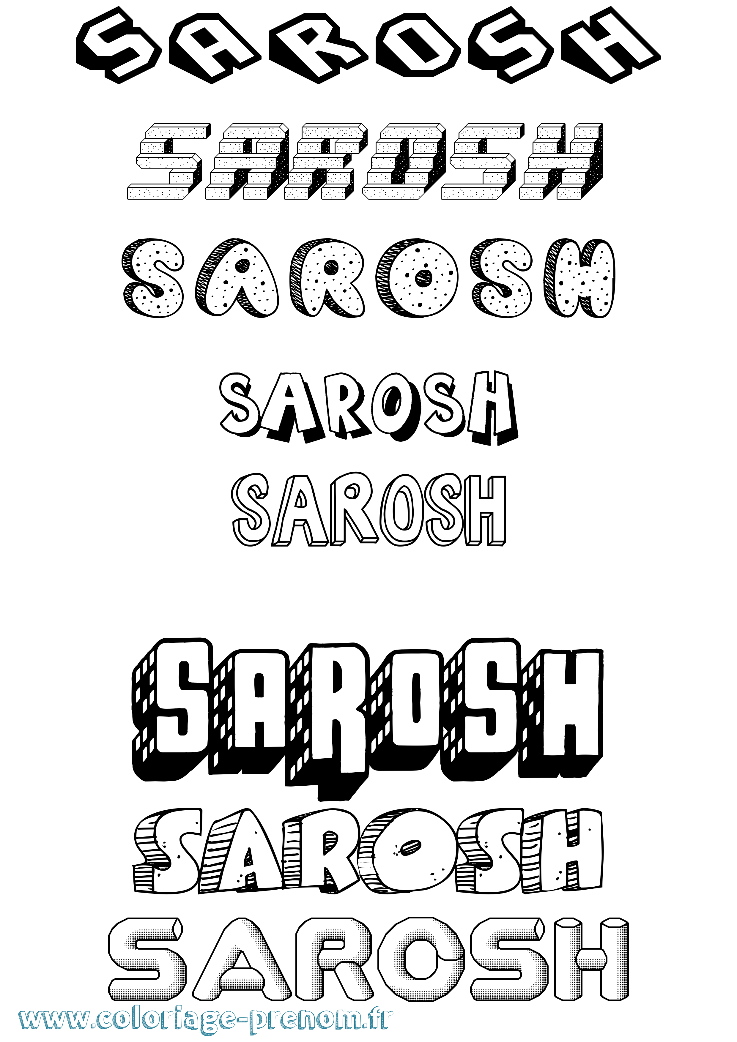 Coloriage Sarosh Effet 3D Coloriage prénom Sarosh Effet 3D