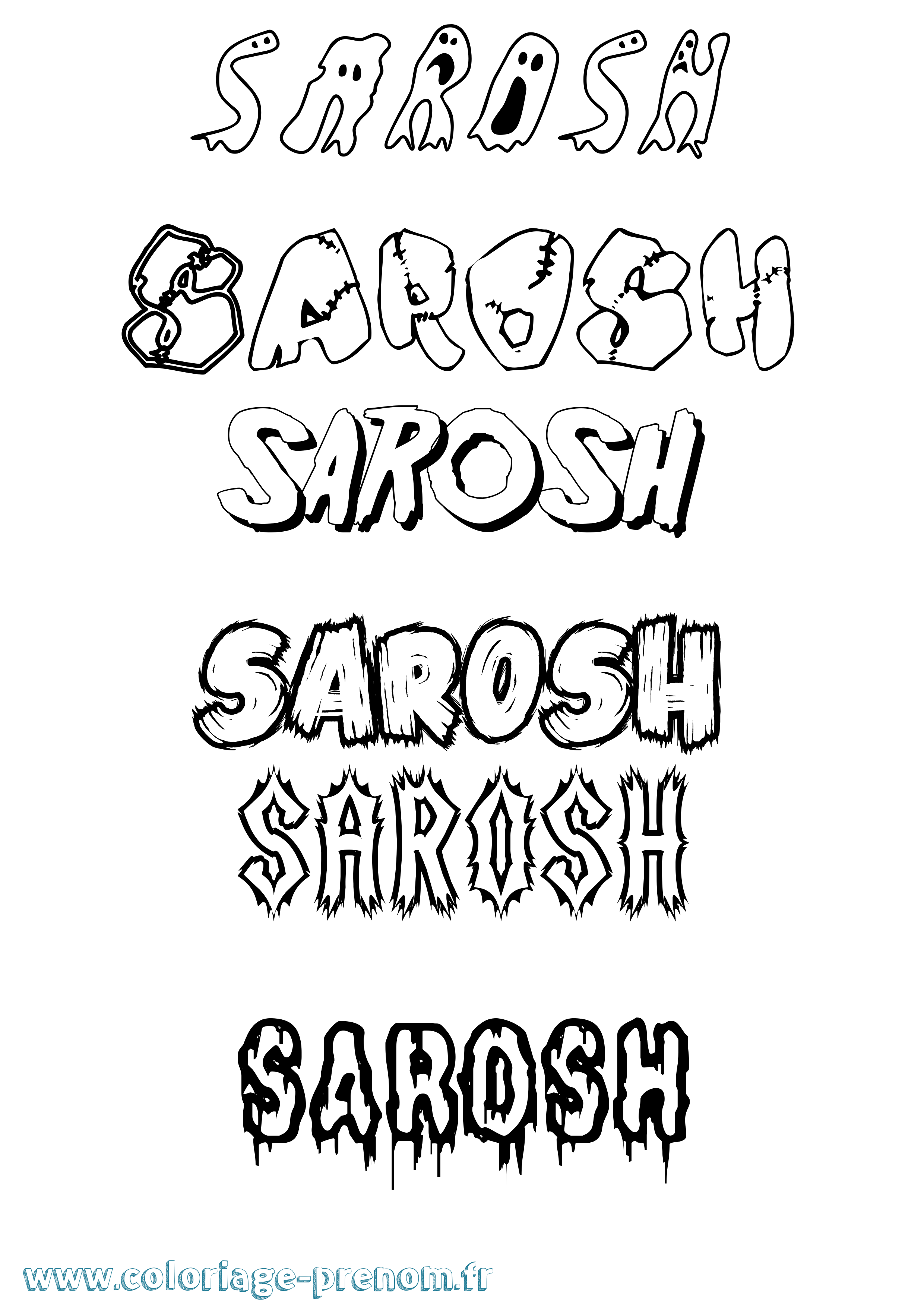 Coloriage Sarosh Frisson Coloriage prénom Sarosh Frisson