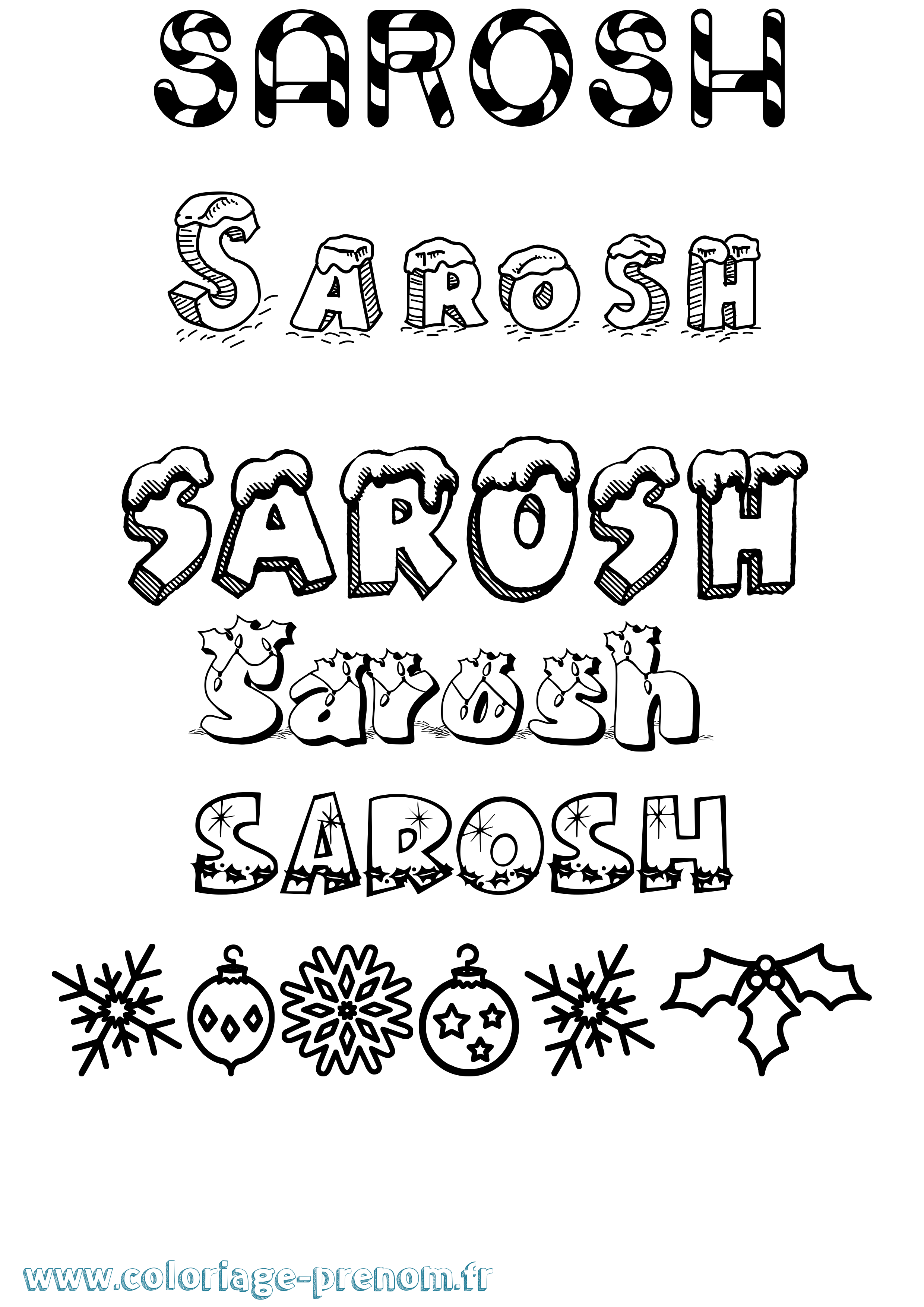 Coloriage Sarosh Noël Coloriage prénom Sarosh Noël