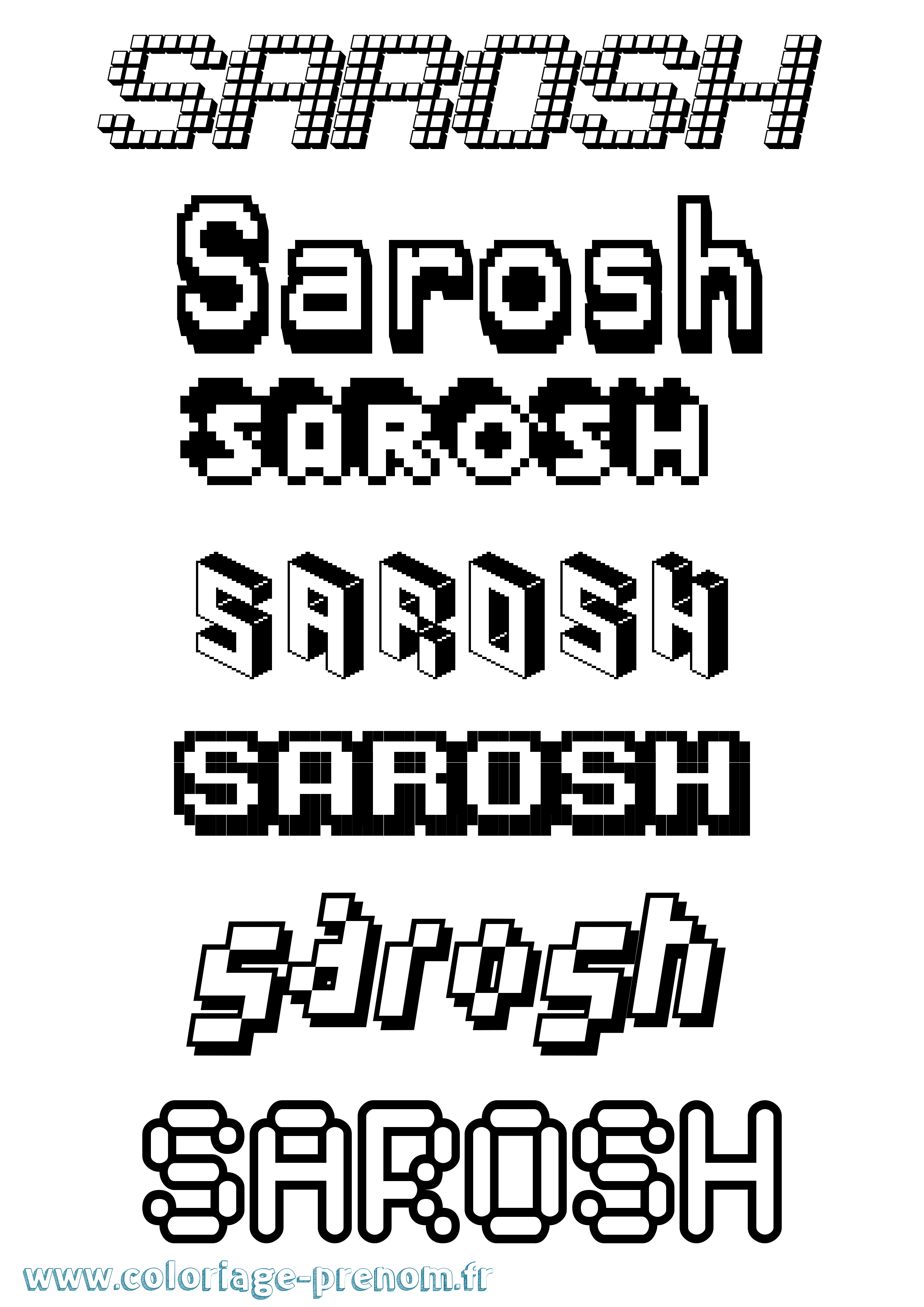 Coloriage Sarosh Pixel Coloriage prénom Sarosh Pixel
