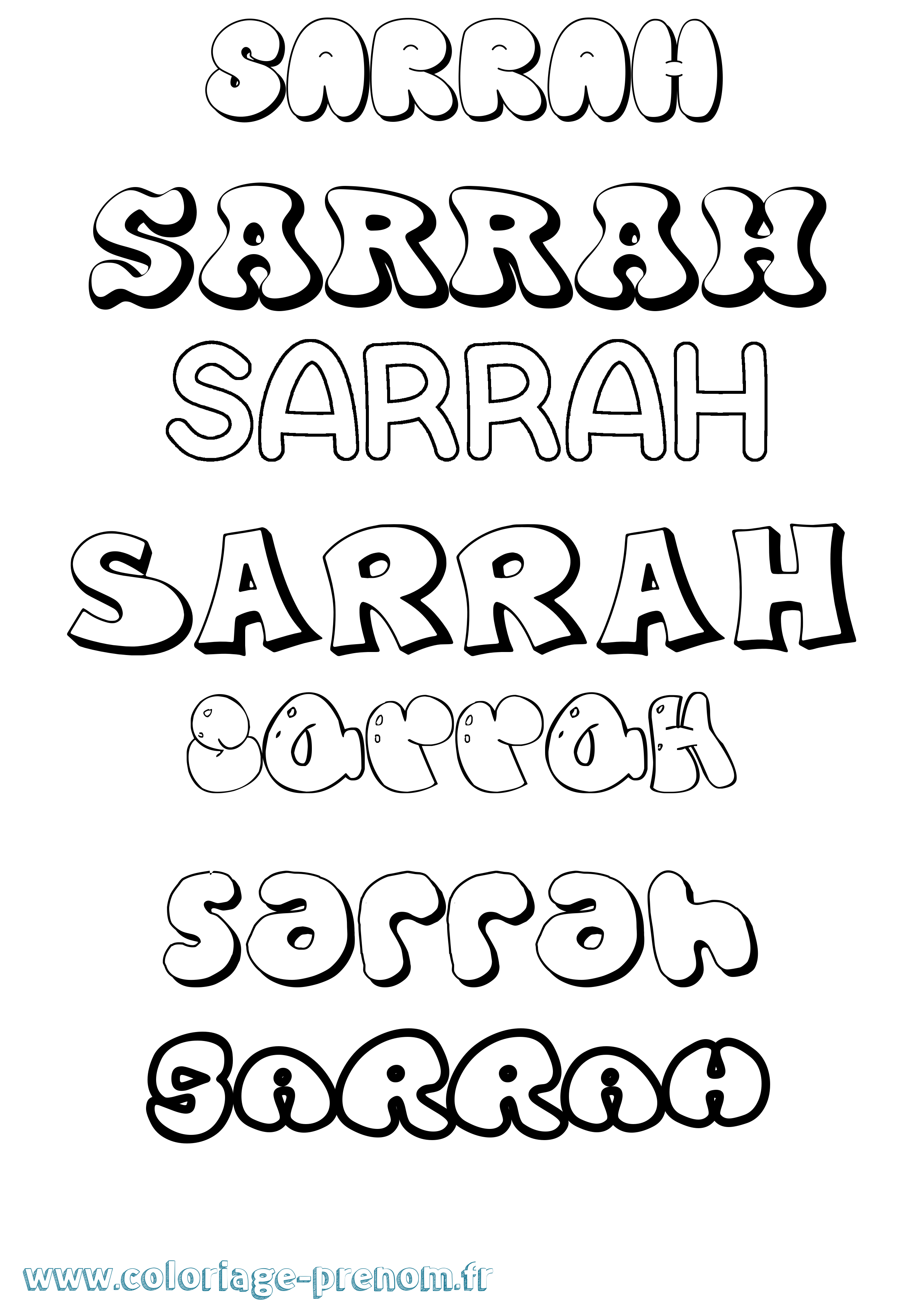 Coloriage Sarrah Bubble Coloriage prénom Sarrah Bubble