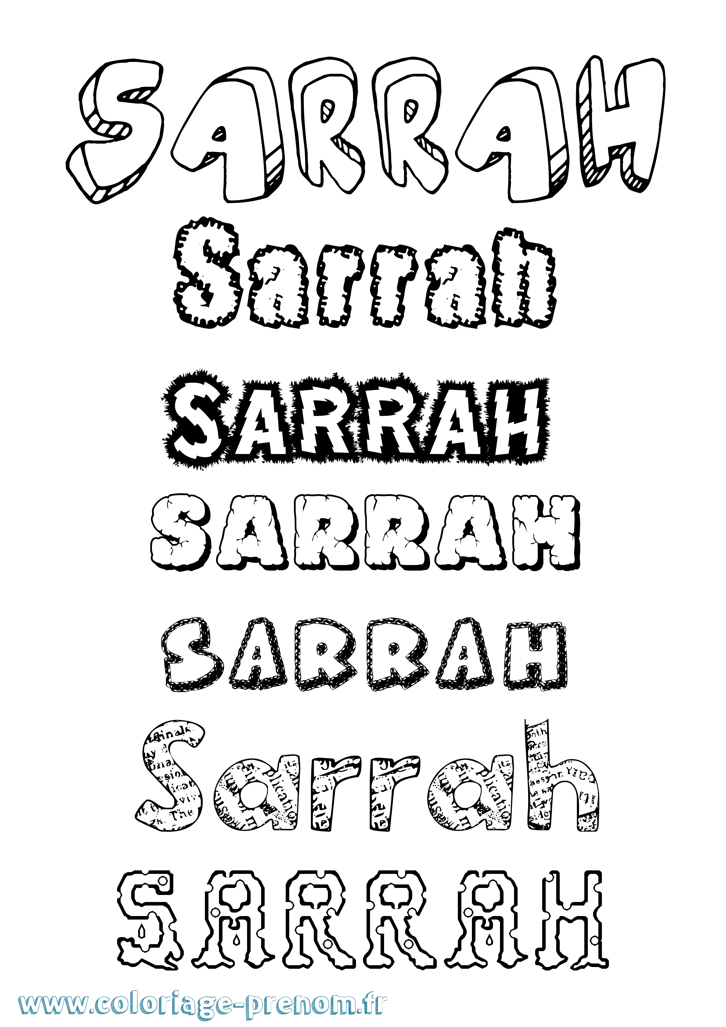 Coloriage Sarrah Destructuré Coloriage prénom Sarrah Destructuré