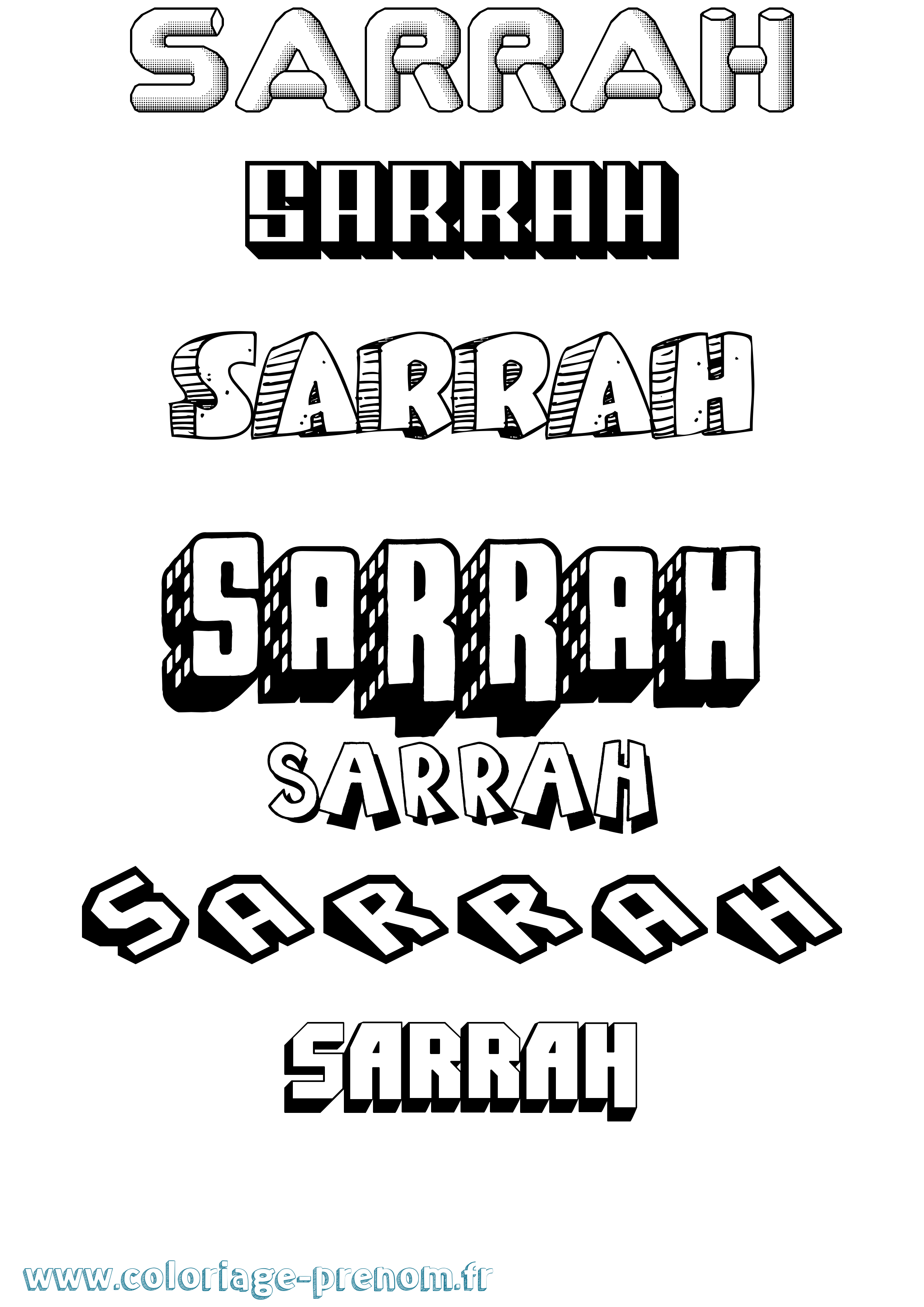 Coloriage Sarrah Effet 3D Coloriage prénom Sarrah Effet 3D