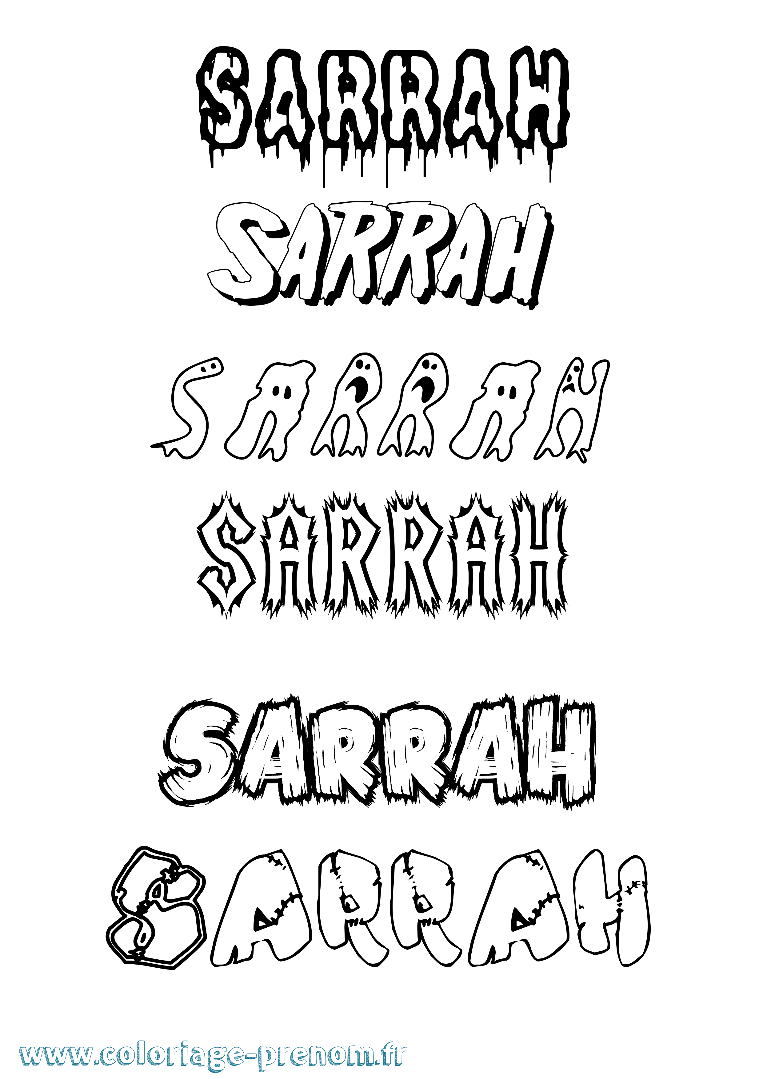 Coloriage Sarrah Frisson Coloriage prénom Sarrah Frisson
