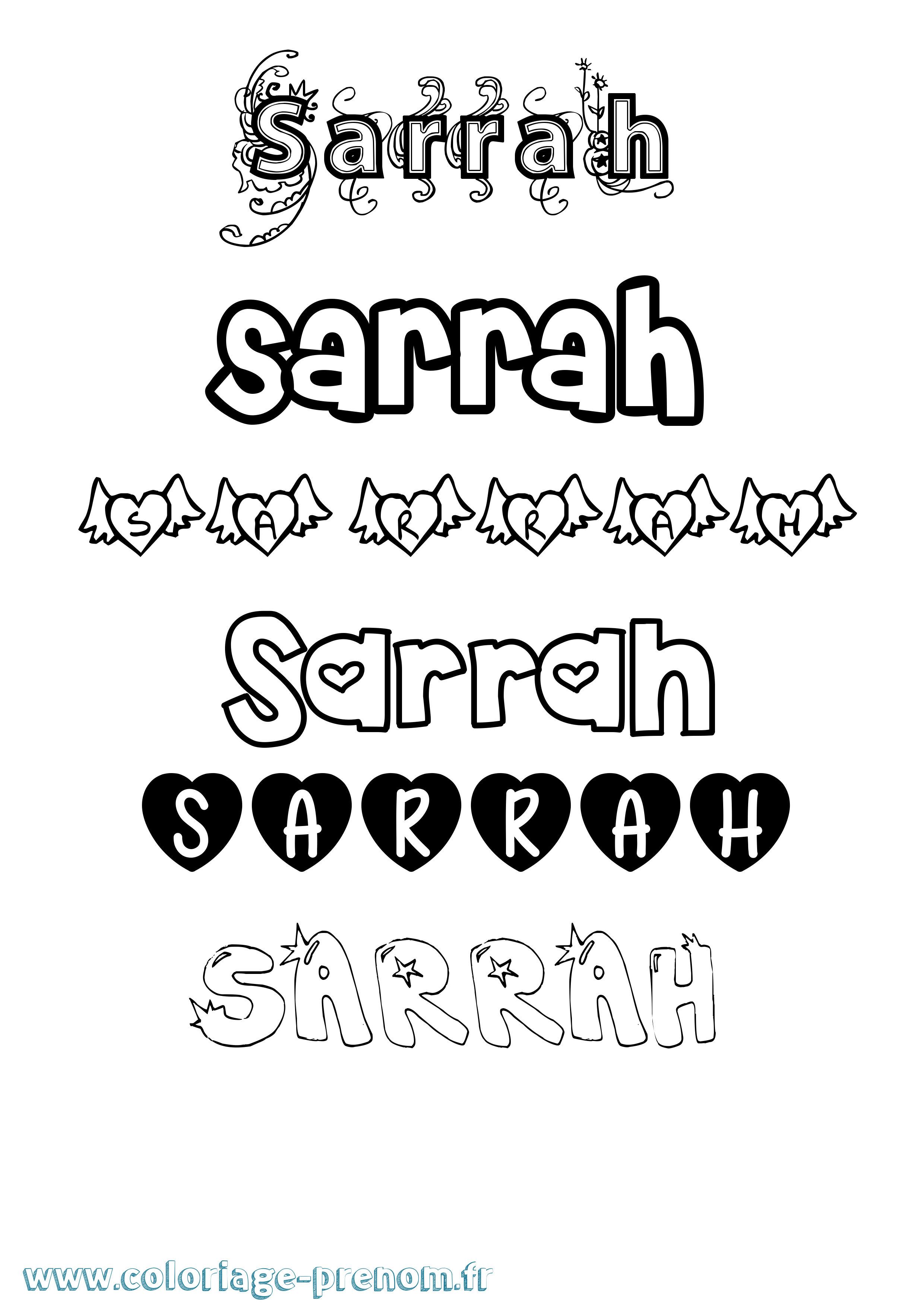 Coloriage Sarrah Girly Coloriage prénom Sarrah Girly