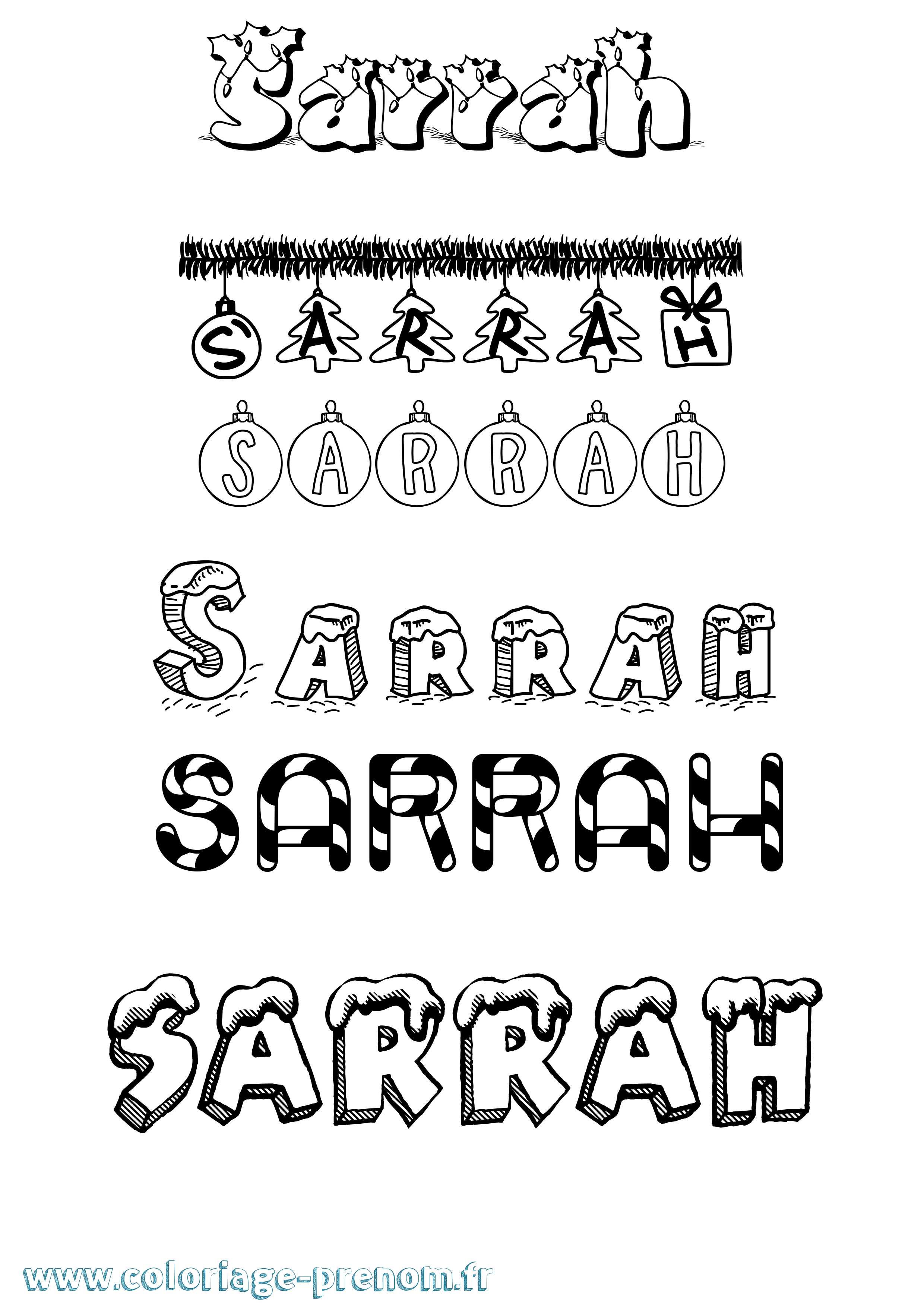 Coloriage Sarrah Noël Coloriage prénom Sarrah Noël